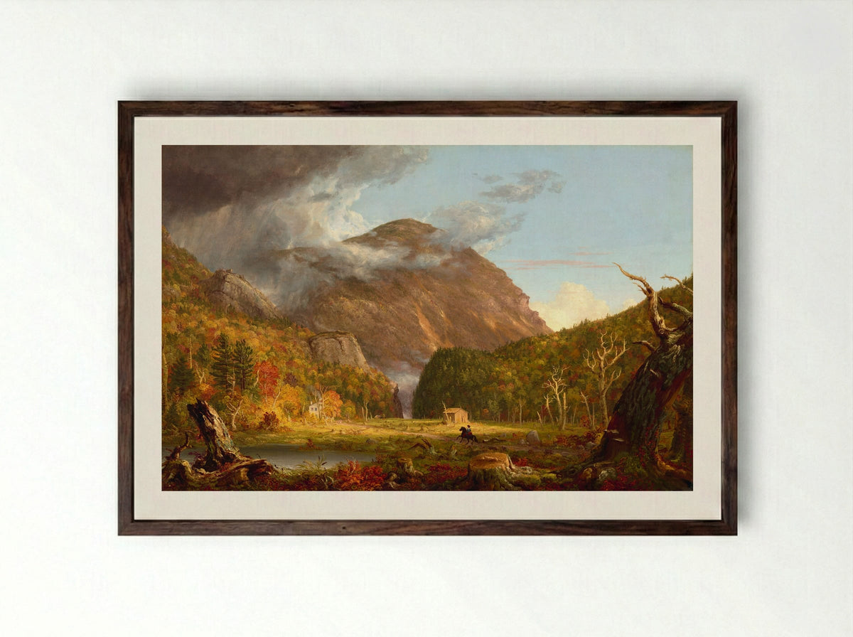 A View of the Mountain Pass Called the Notch of the White Mountains (Crawford Notch) - Thomas Cole - Framed Print Dark Wood