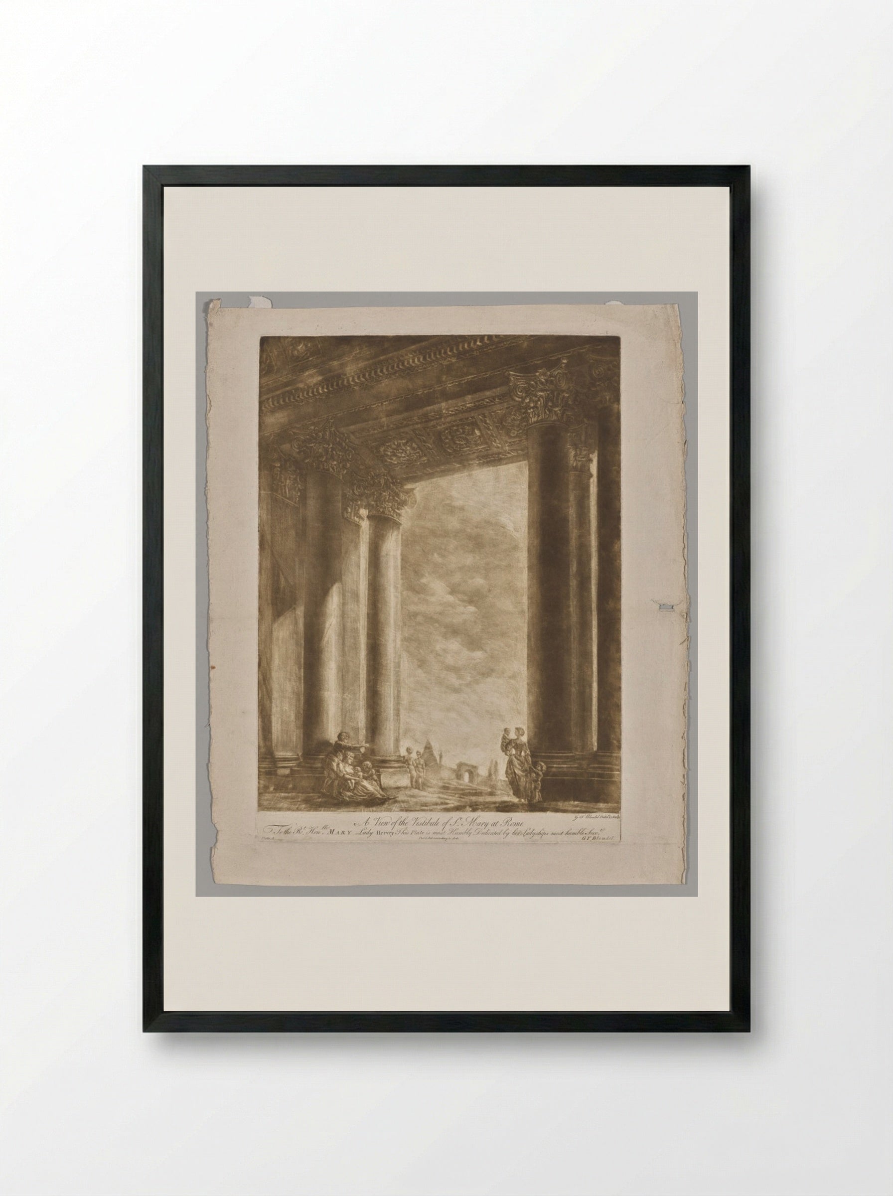 A View of the Vestibule of Saint Mary at Rome - Georges Francois Blondel - Framed Print Black