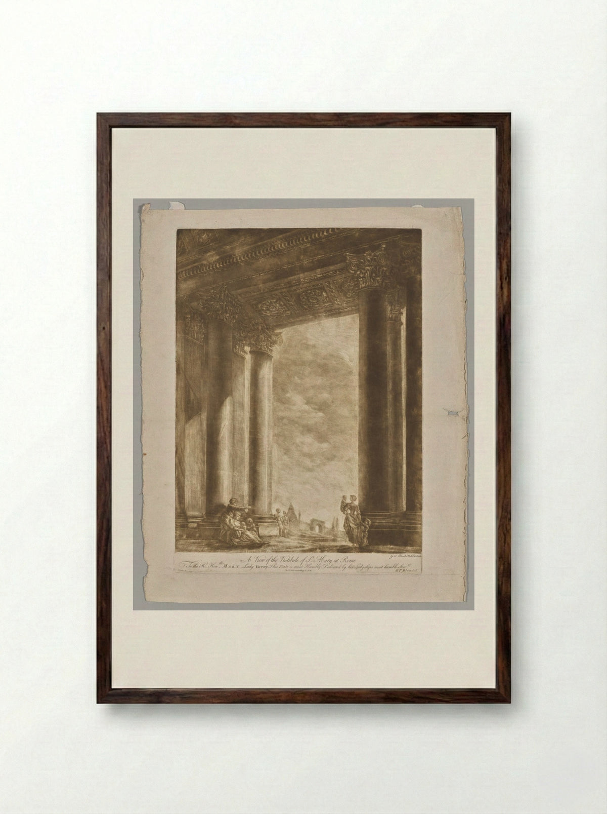 A View of the Vestibule of Saint Mary at Rome - Georges Francois Blondel - Framed Print Dark Wood