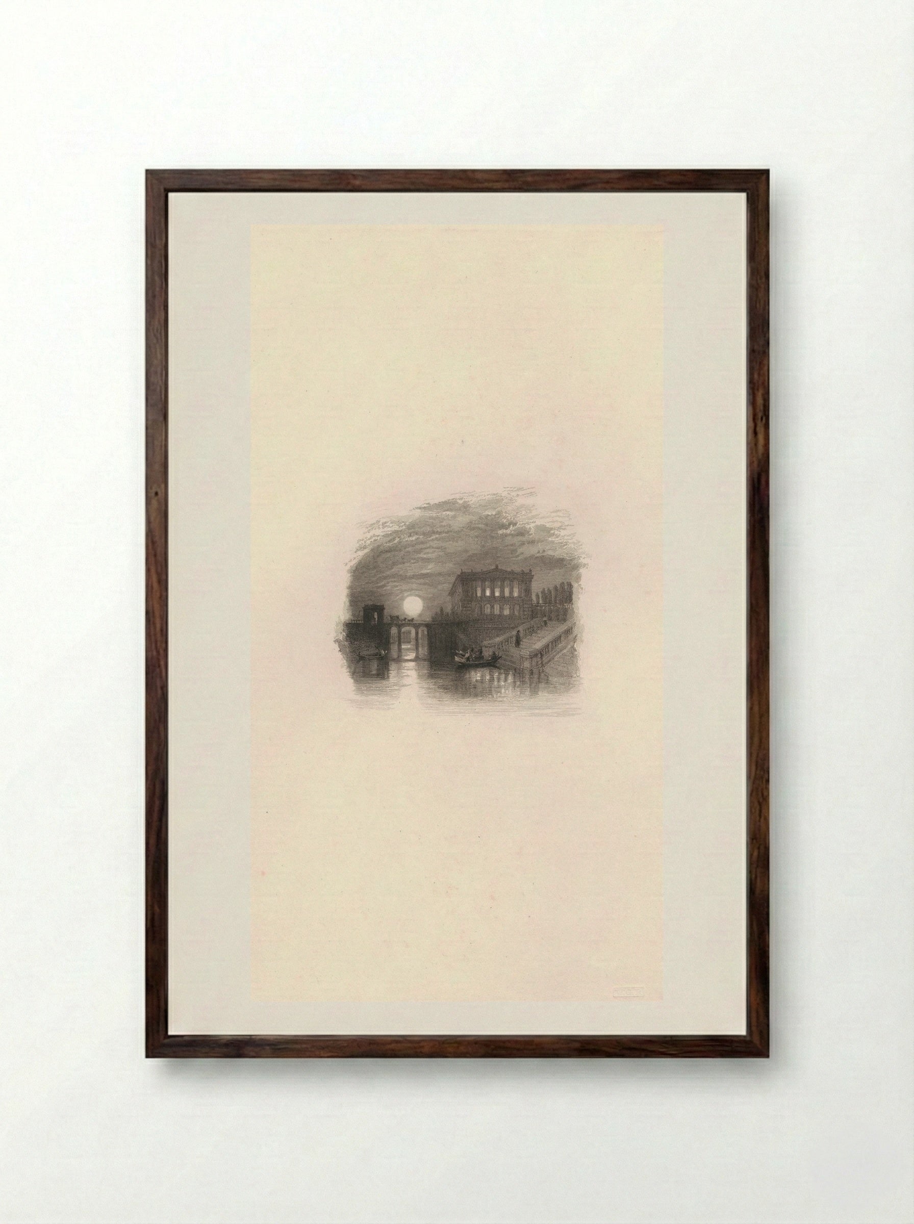 A Villa on the Night of a Festa di Ballo - Edward Goodall - Framed Print Dark Wood