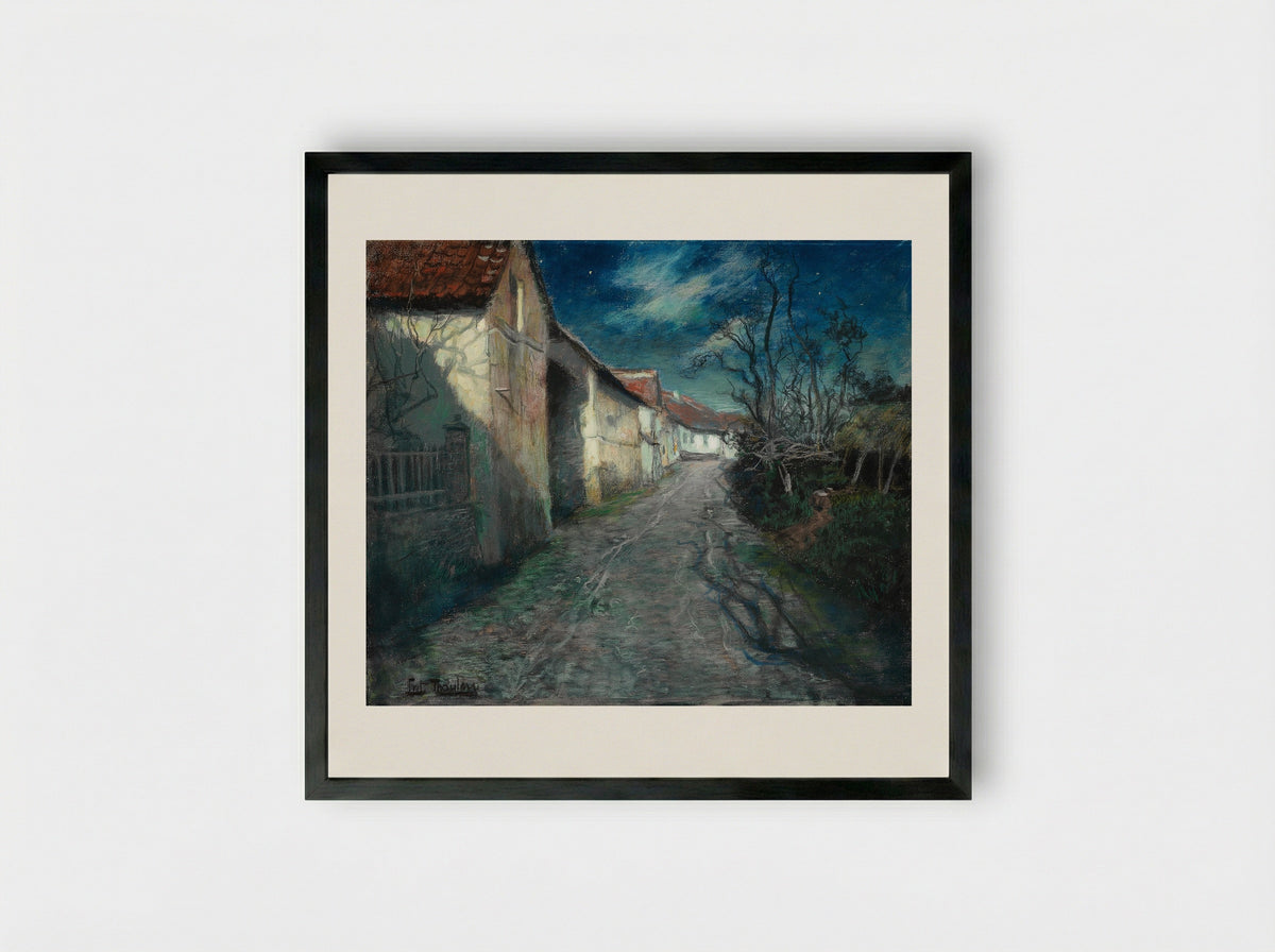 A Village Street in France - Frits Thaulow - Framed Print Black