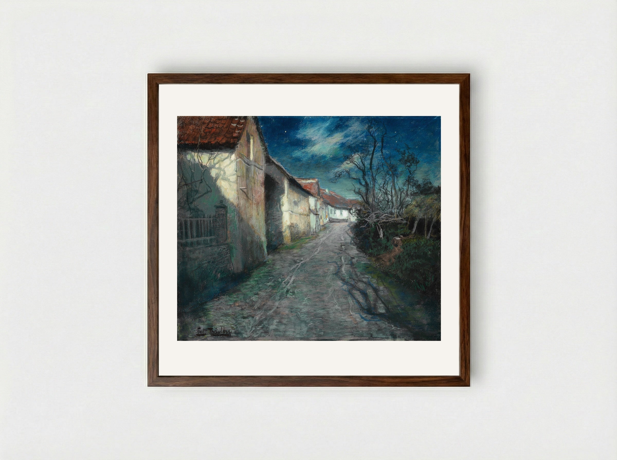 A Village Street in France - Frits Thaulow - Framed Print Dark Wood