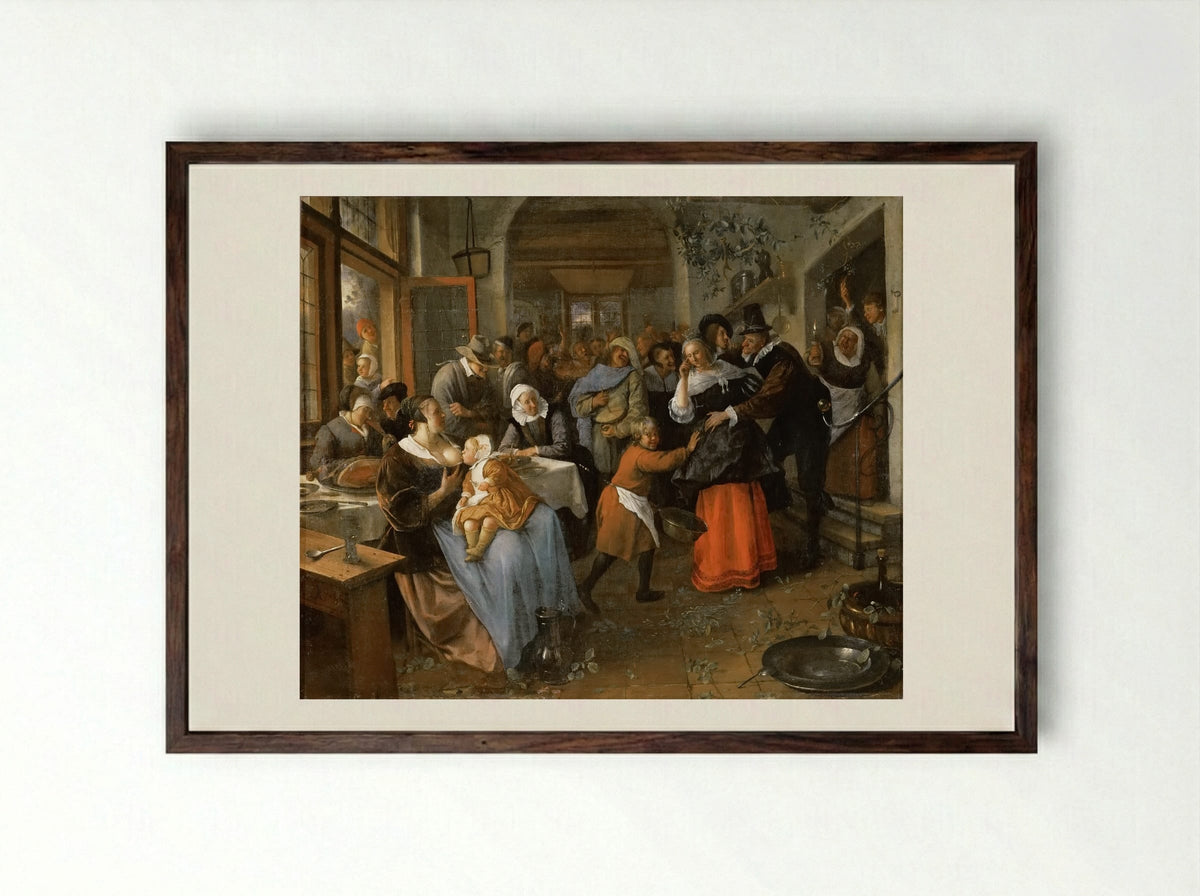 A Village Wedding - Jan Steen - Framed Print Dark Wood