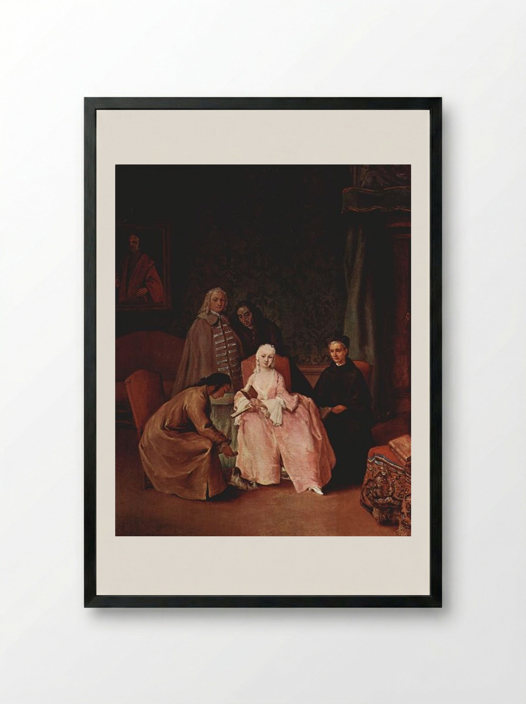 A Visit to a Lady - Pietro Longhi - Framed Print Black