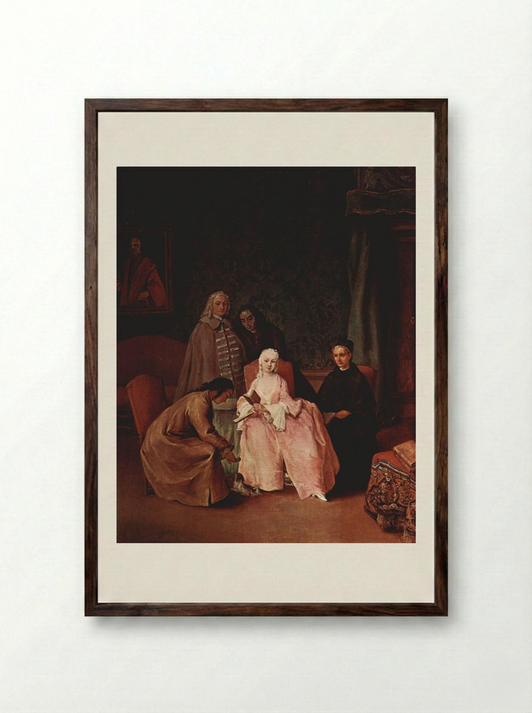 A Visit to a Lady - Pietro Longhi - Framed Print Dark Wood