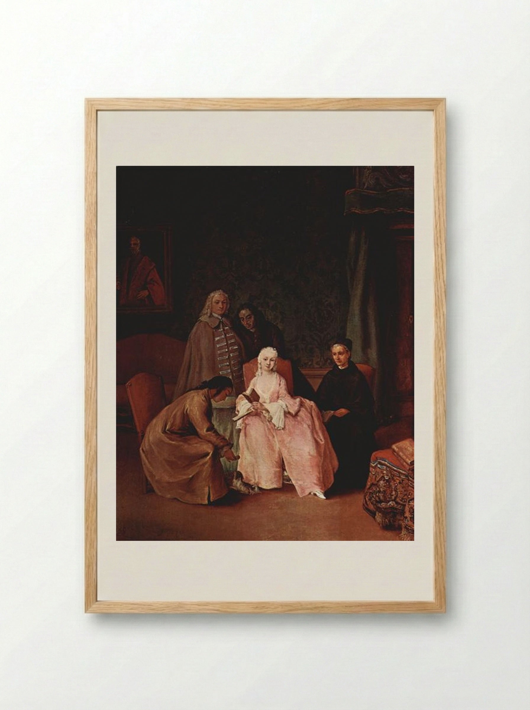 A Visit to a Lady - Pietro Longhi - Framed Print Wood