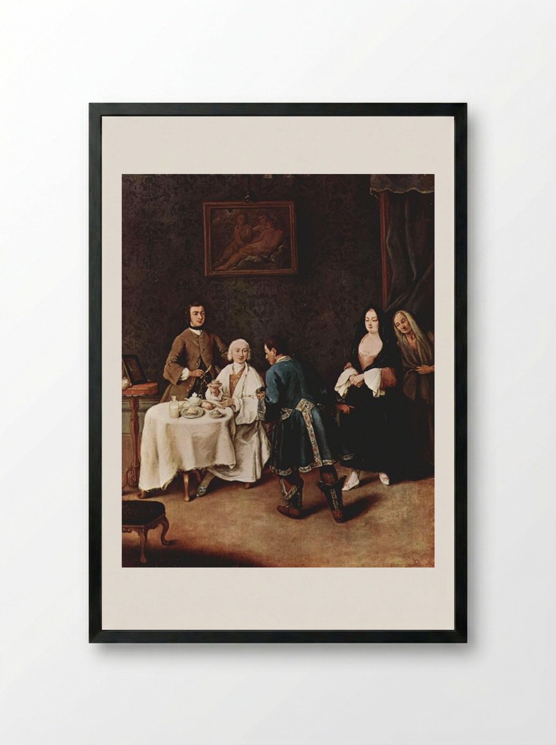 A Visit to a Lord - Pietro Longhi - Framed Print Black