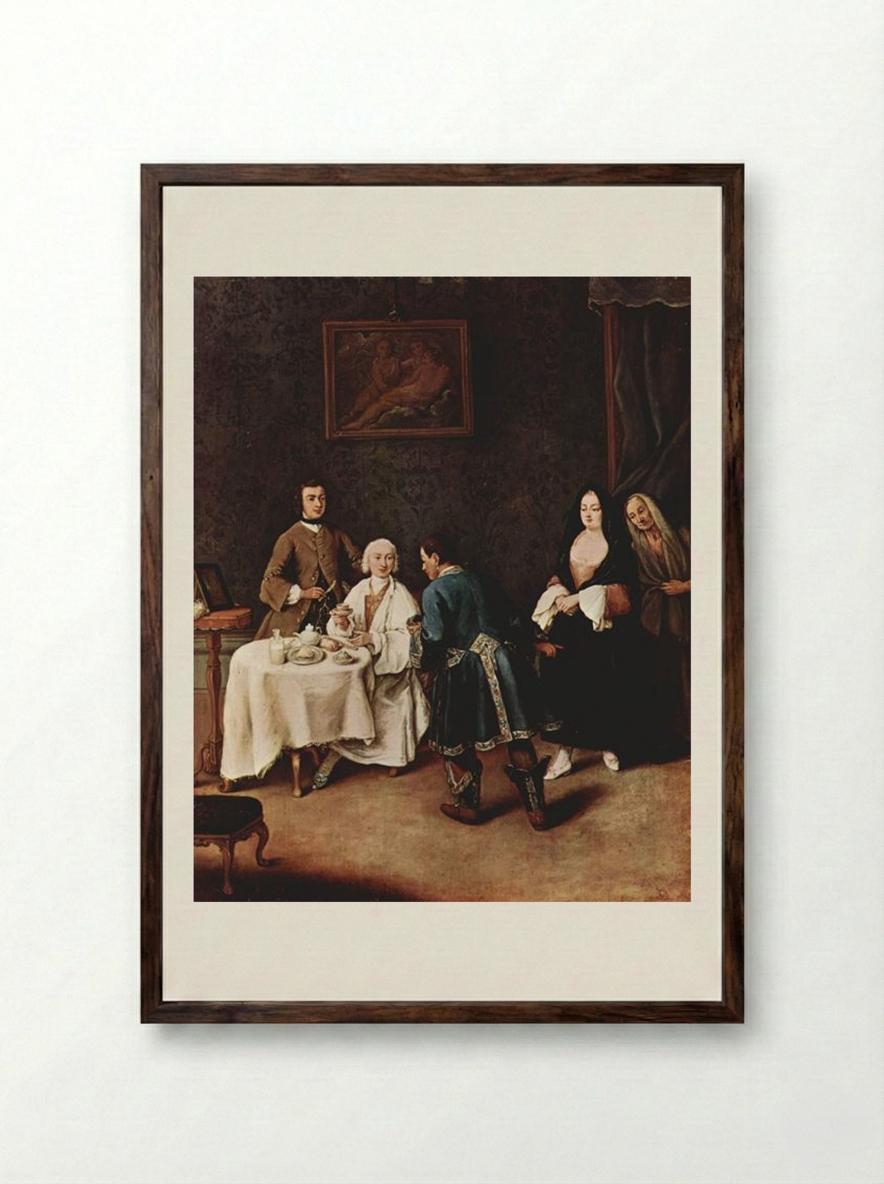 A Visit to a Lord - Pietro Longhi - Framed Print Dark Wood