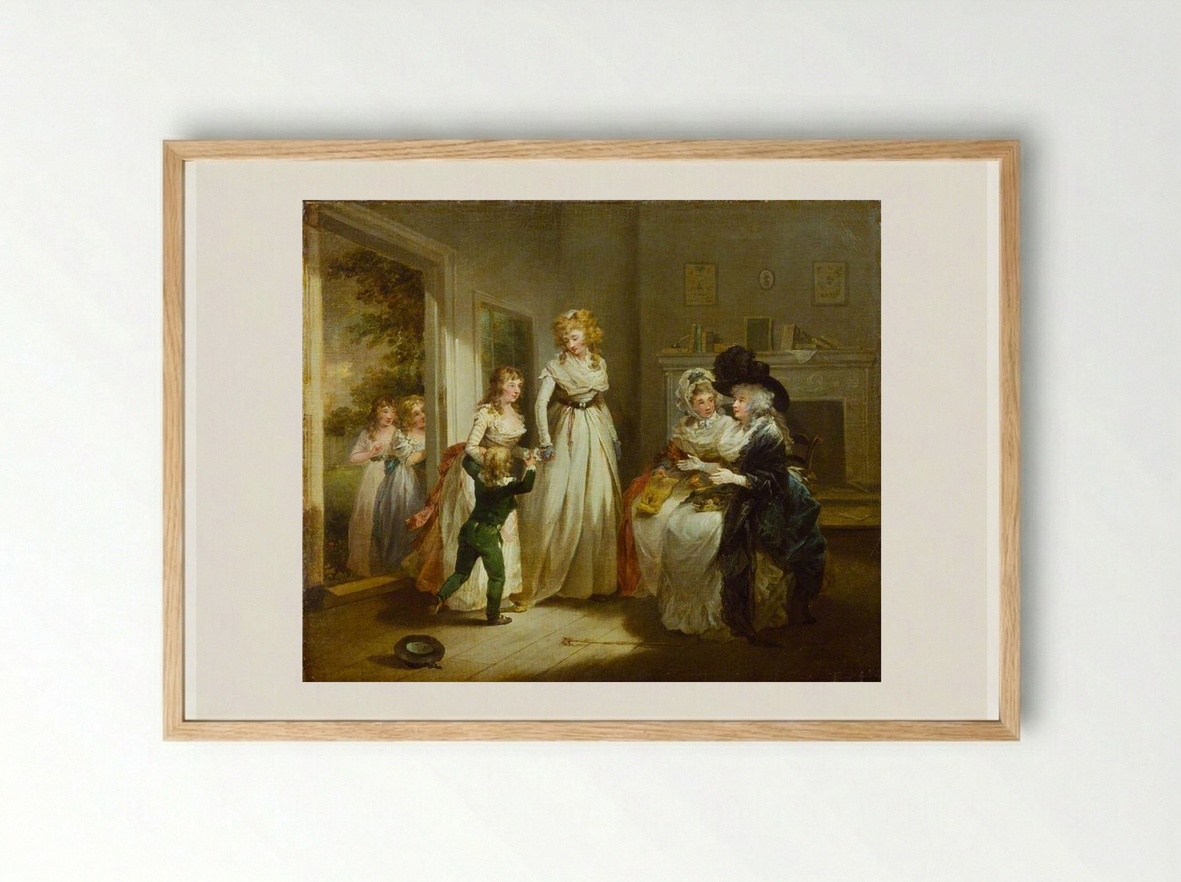 A Visit to the Boarding School - George Morland - Framed Print Wood