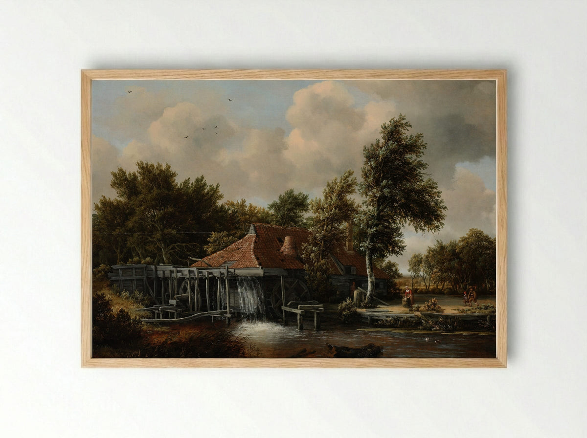 A Watermill - Meindert Hobbema - Framed Print Wood
