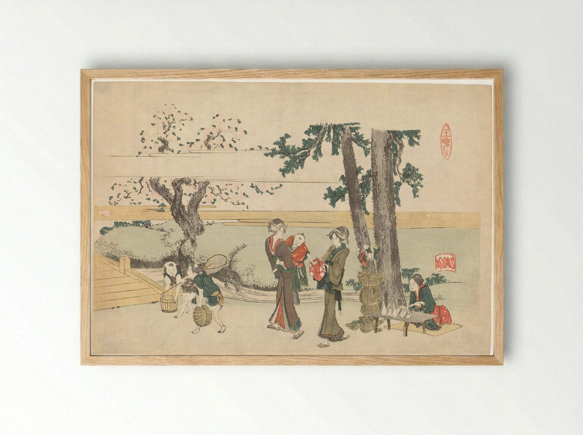 A Wayside Scene (Oji) - Katsushika Hokusai - Framed Print Wood