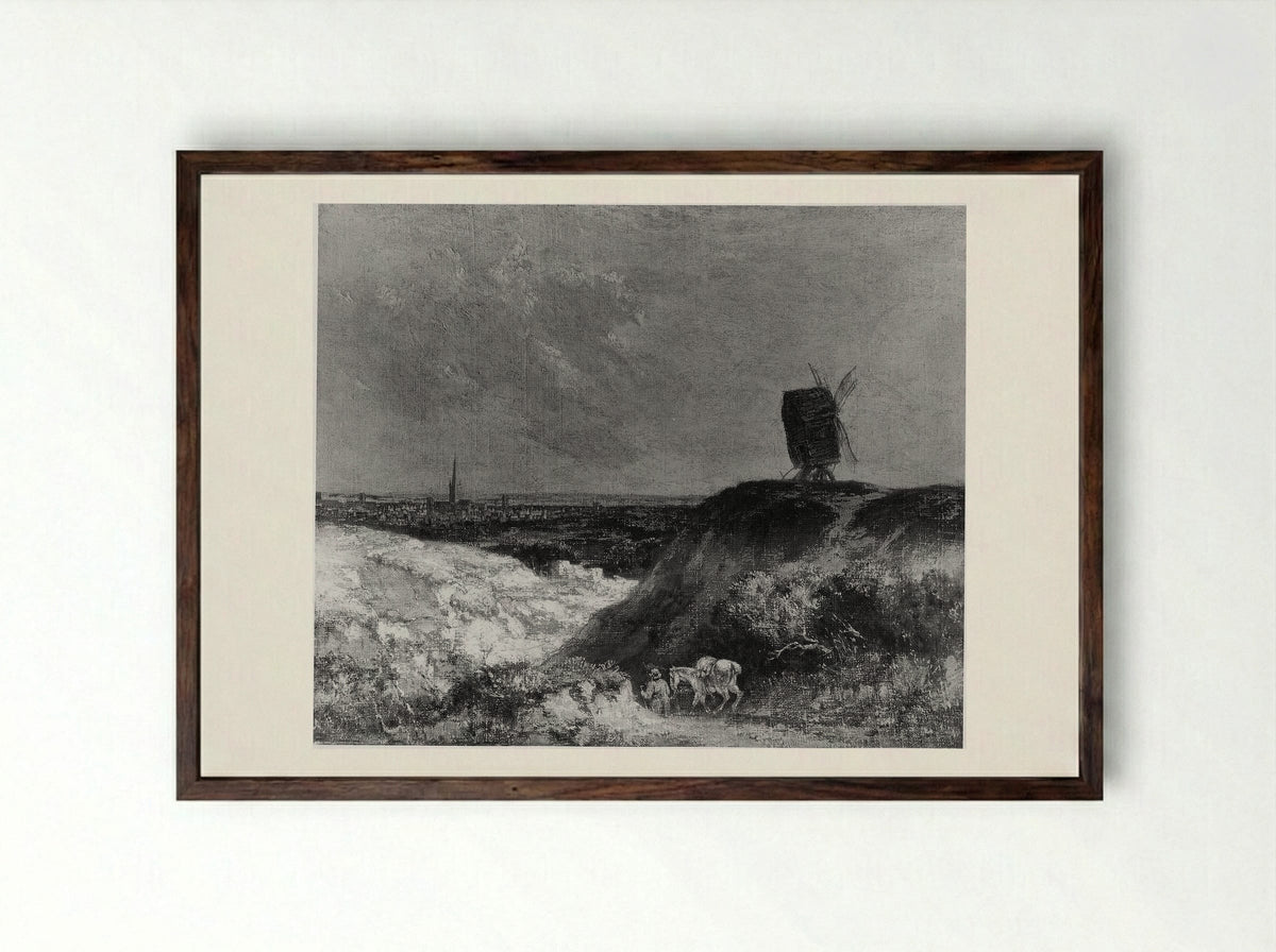 A Windmill near Norwich - John Crome - Framed Print Dark Wood