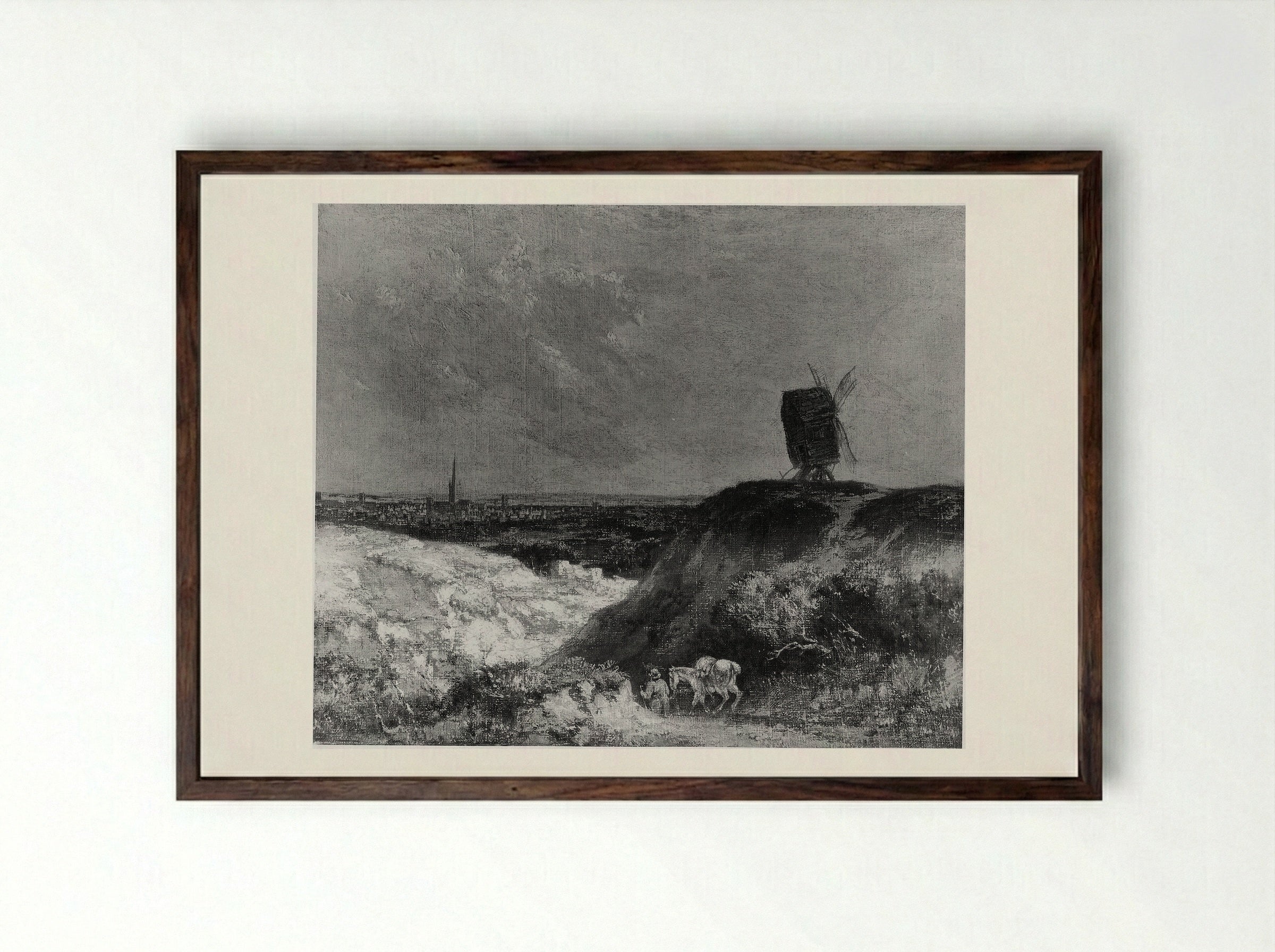 A Windmill near Norwich - John Crome - Framed Print Dark Wood