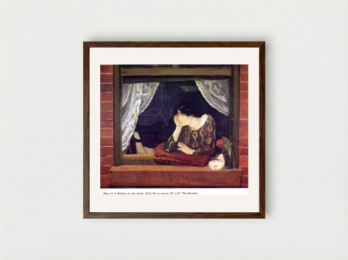 A Window on the Street - John French Sloan - Framed Print Dark Wood