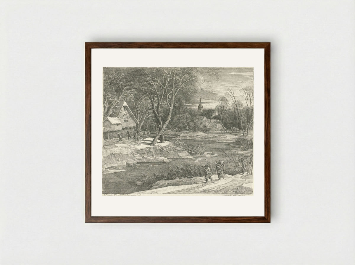 A Winter Landscape - Matthijs van Plattenberg - Framed Print Dark Wood