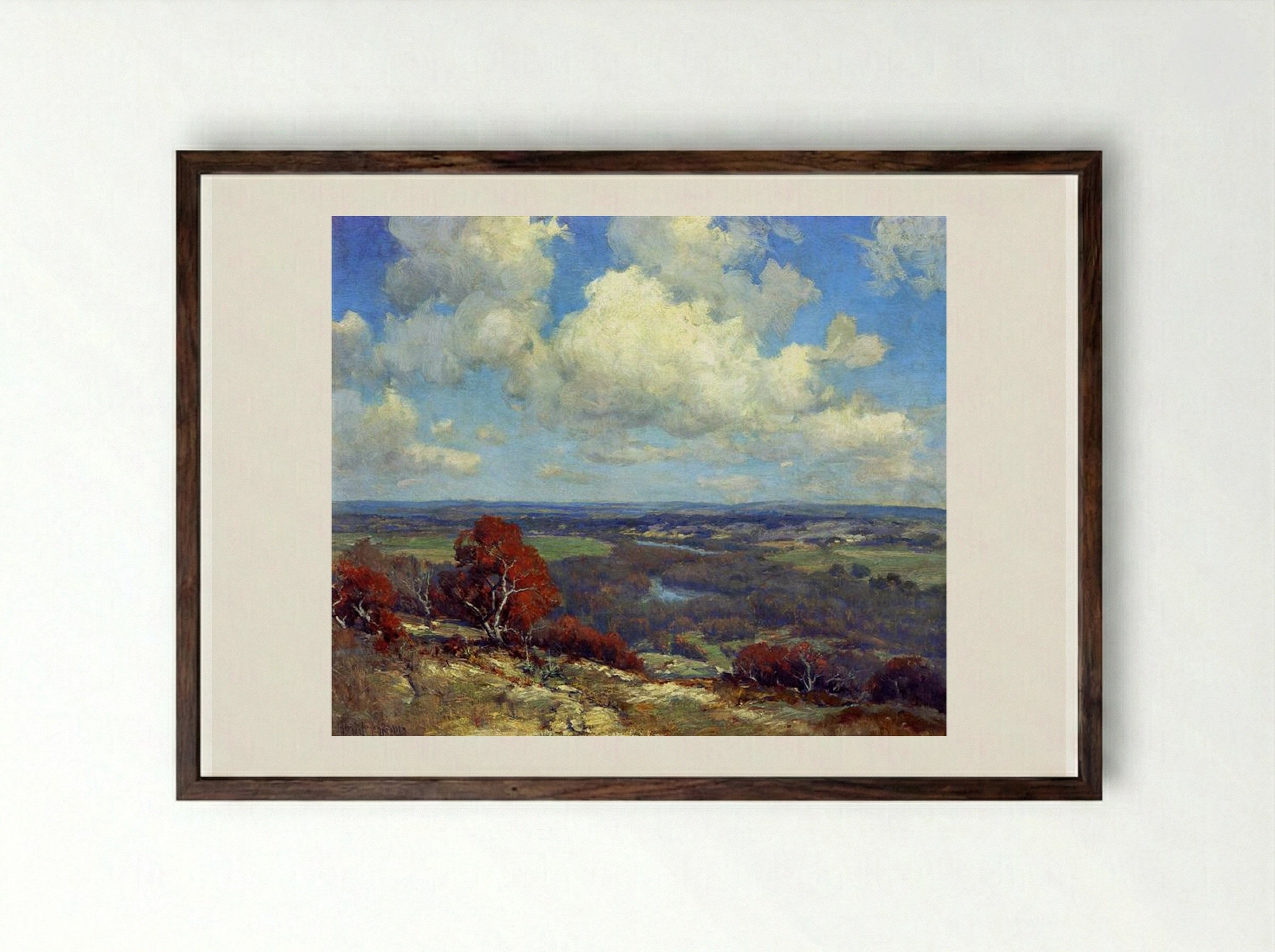 A Winter Morning on the Guadalupe River - Robert Julian Onderdonk - Framed Print Dark Wood