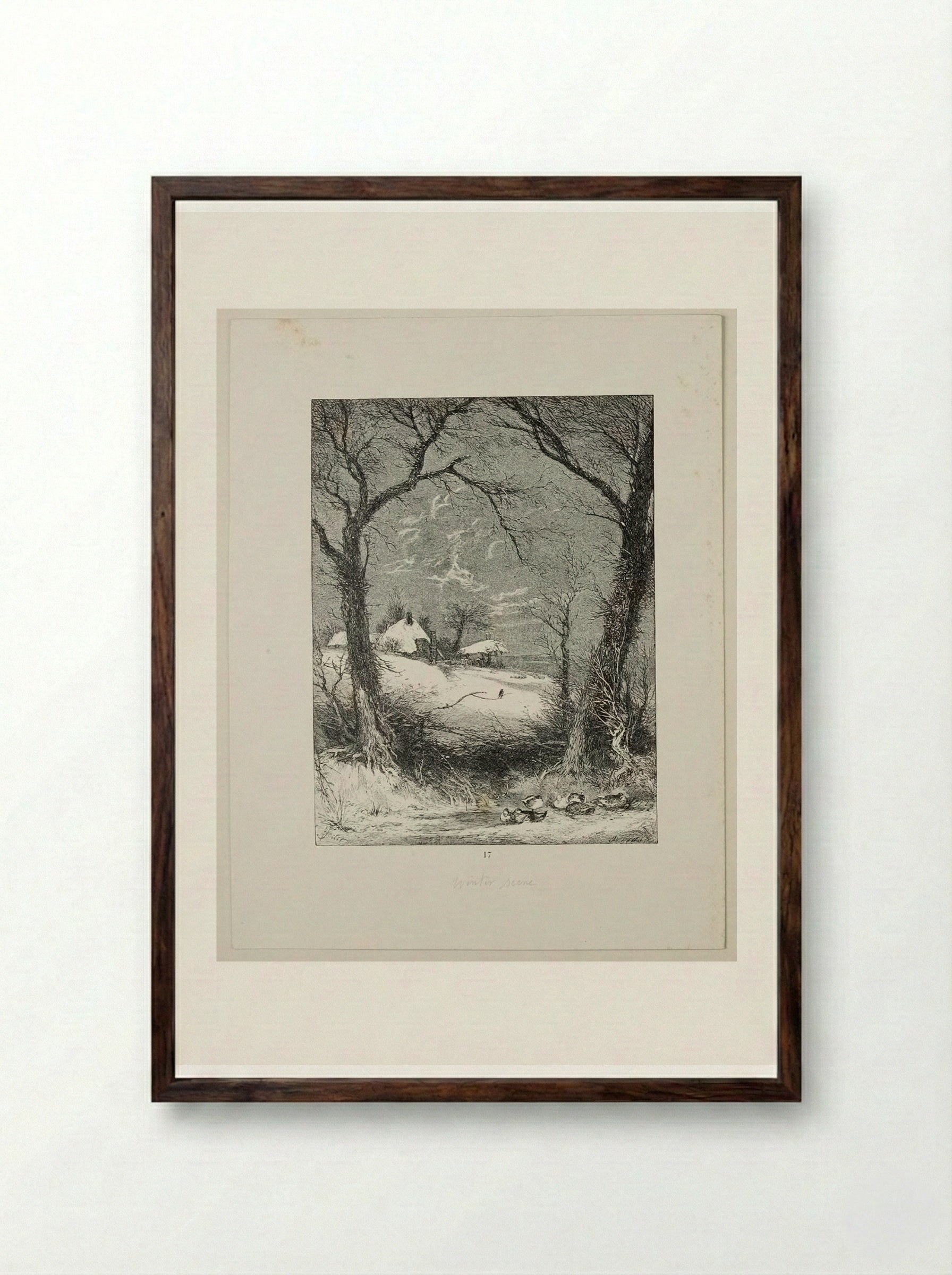 A Winter Piece - Edward Dalziel - Framed Print Dark Wood