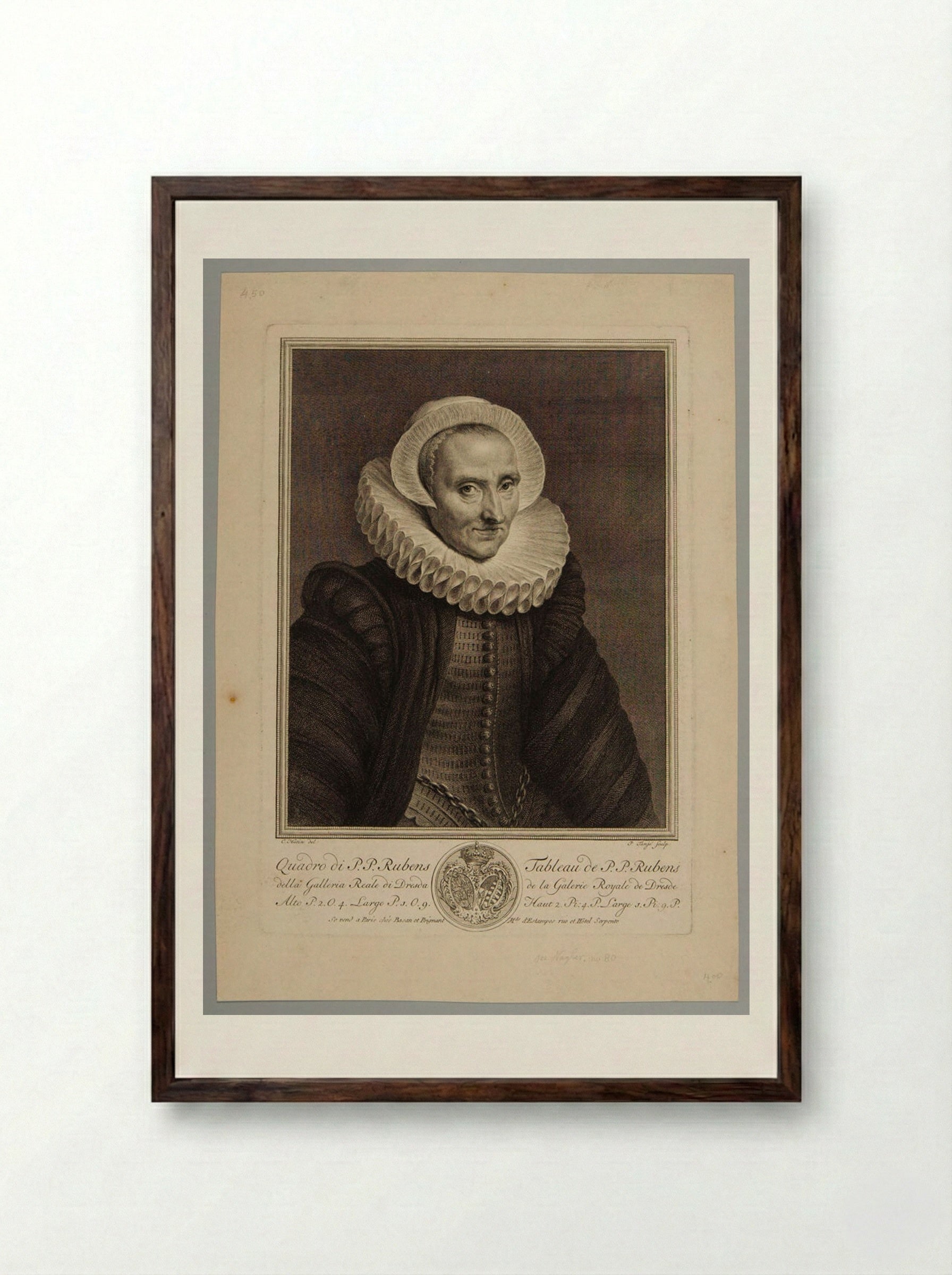 A Woman (After Peter Paul Rubens) - Pieter Tanjé - Framed Print Dark Wood