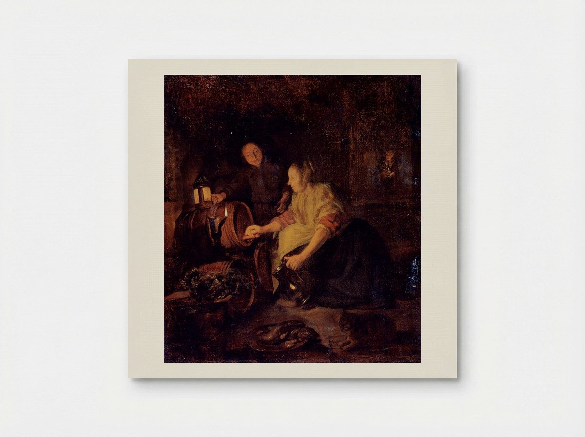 A Woman Drawing Wine from a Barrel - Gabriel Metsu - Poster