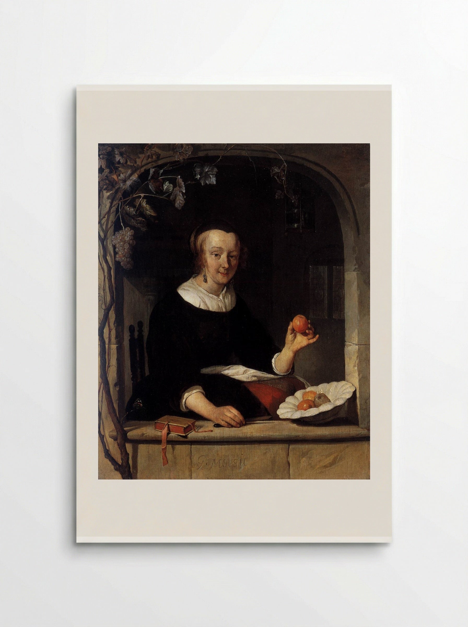A Woman Seated at a Window - Gabriël Metsu - Poster
