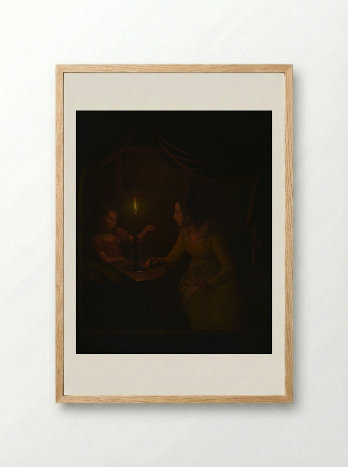 A Woman and a Child by Candlelight - Michiel Versteegh - Framed Print Wood