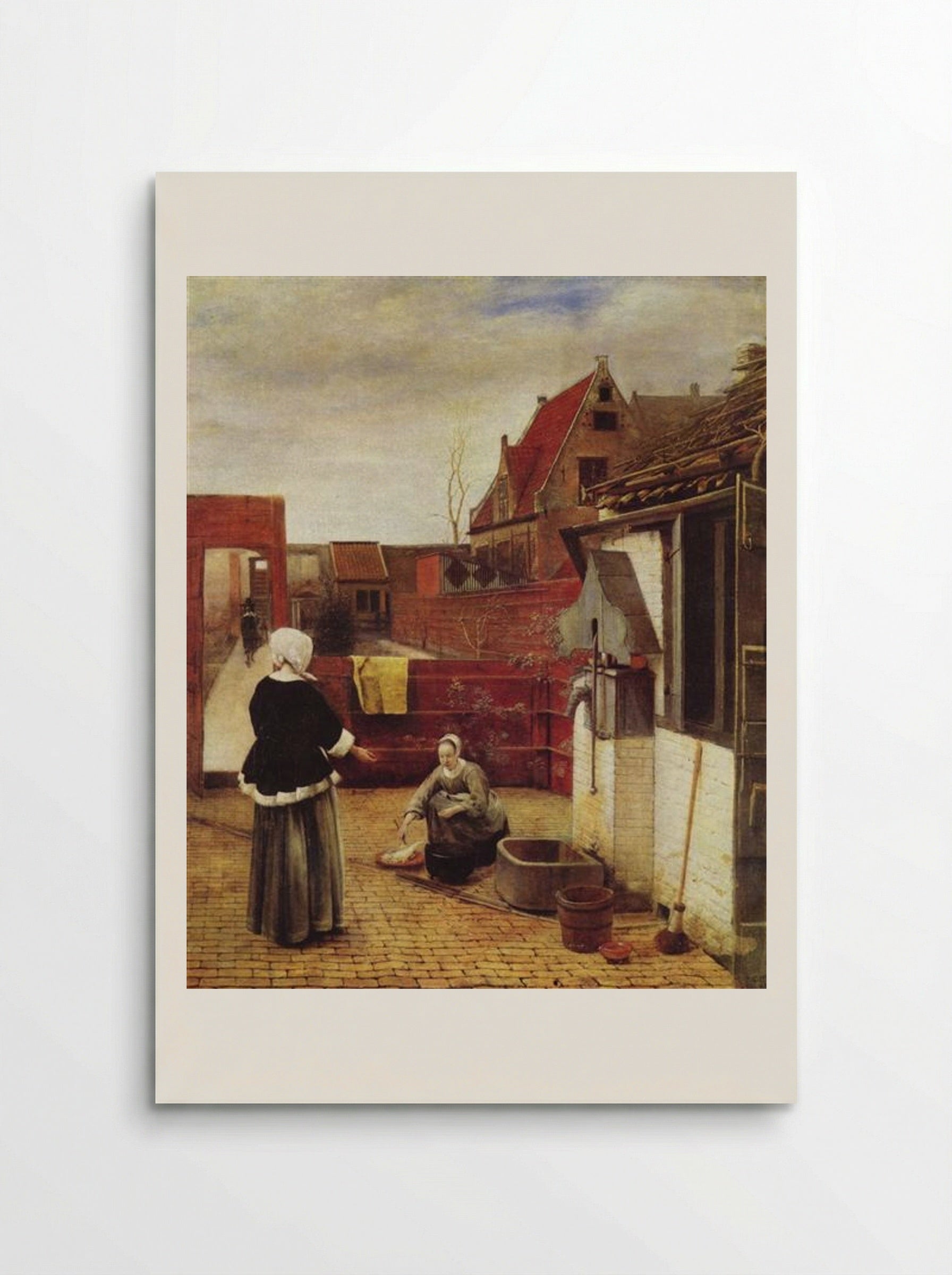 A Woman and a Maid in a Courtyard - Pieter de Hooch - Poster