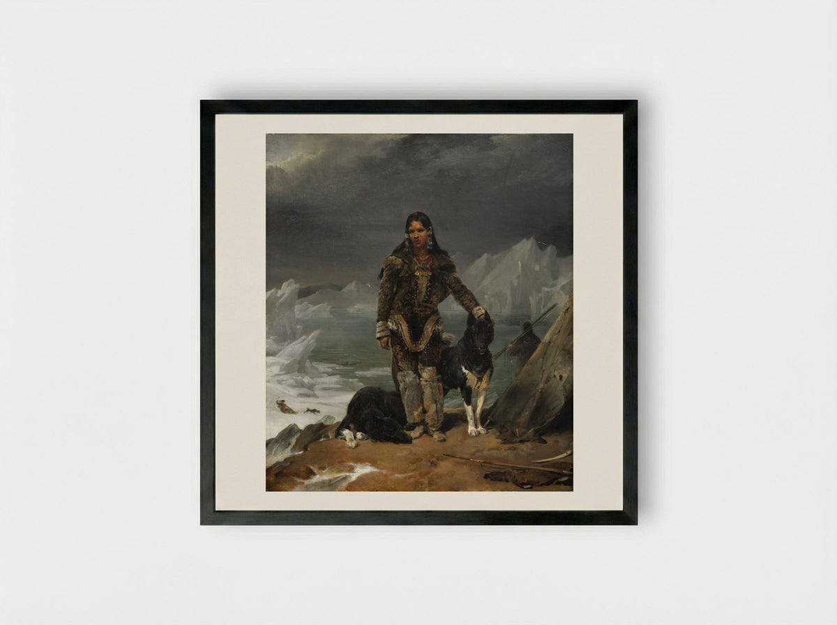 A Woman from the Arctic - Léon Cogniet - Framed Print Black