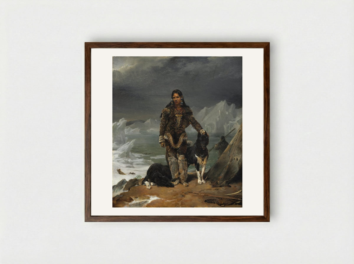A Woman from the Arctic - Léon Cogniet - Framed Print Dark Wood
