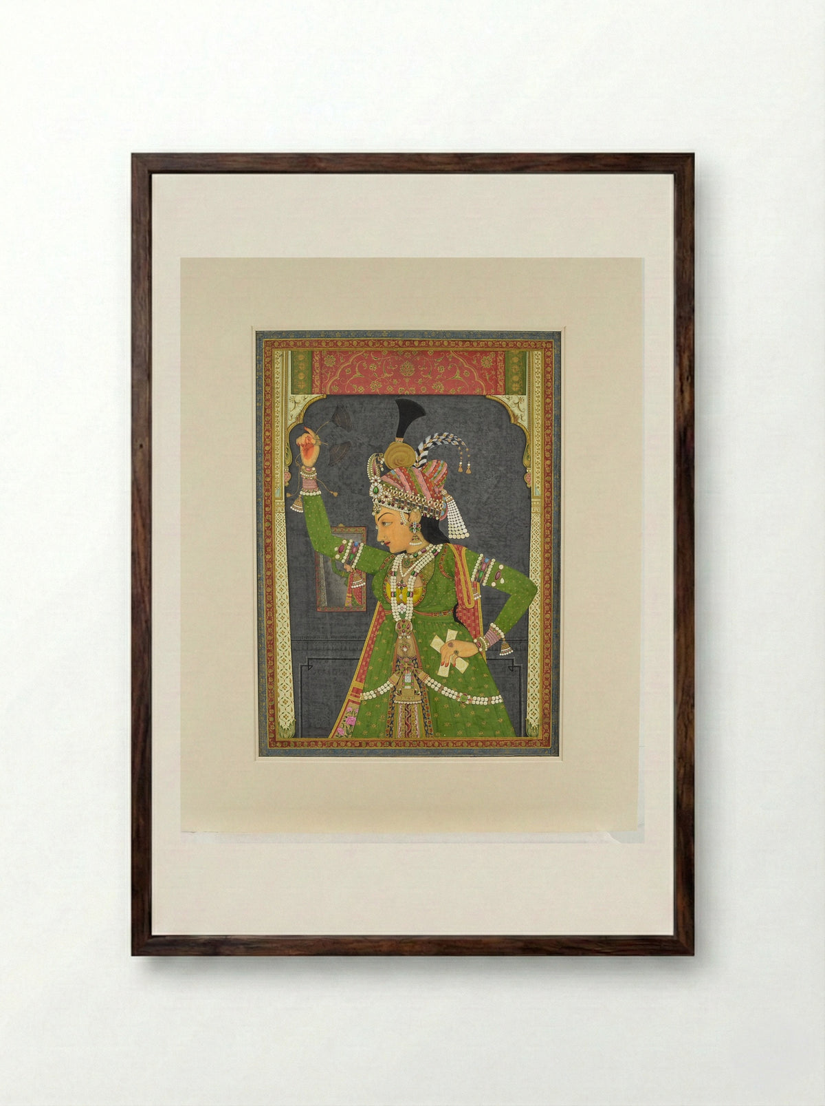 A Woman of the Court Dressed as Radha - Ramji - Framed Print Dark Wood