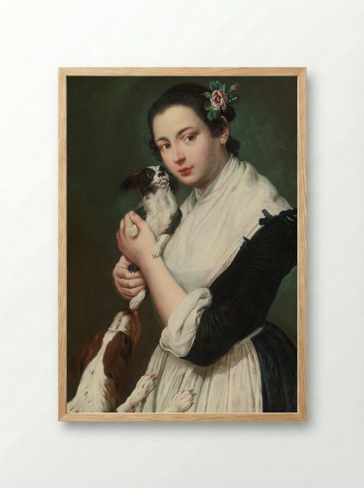 A Woman with a Dog - Giacomo Ceruti - Framed Print Wood