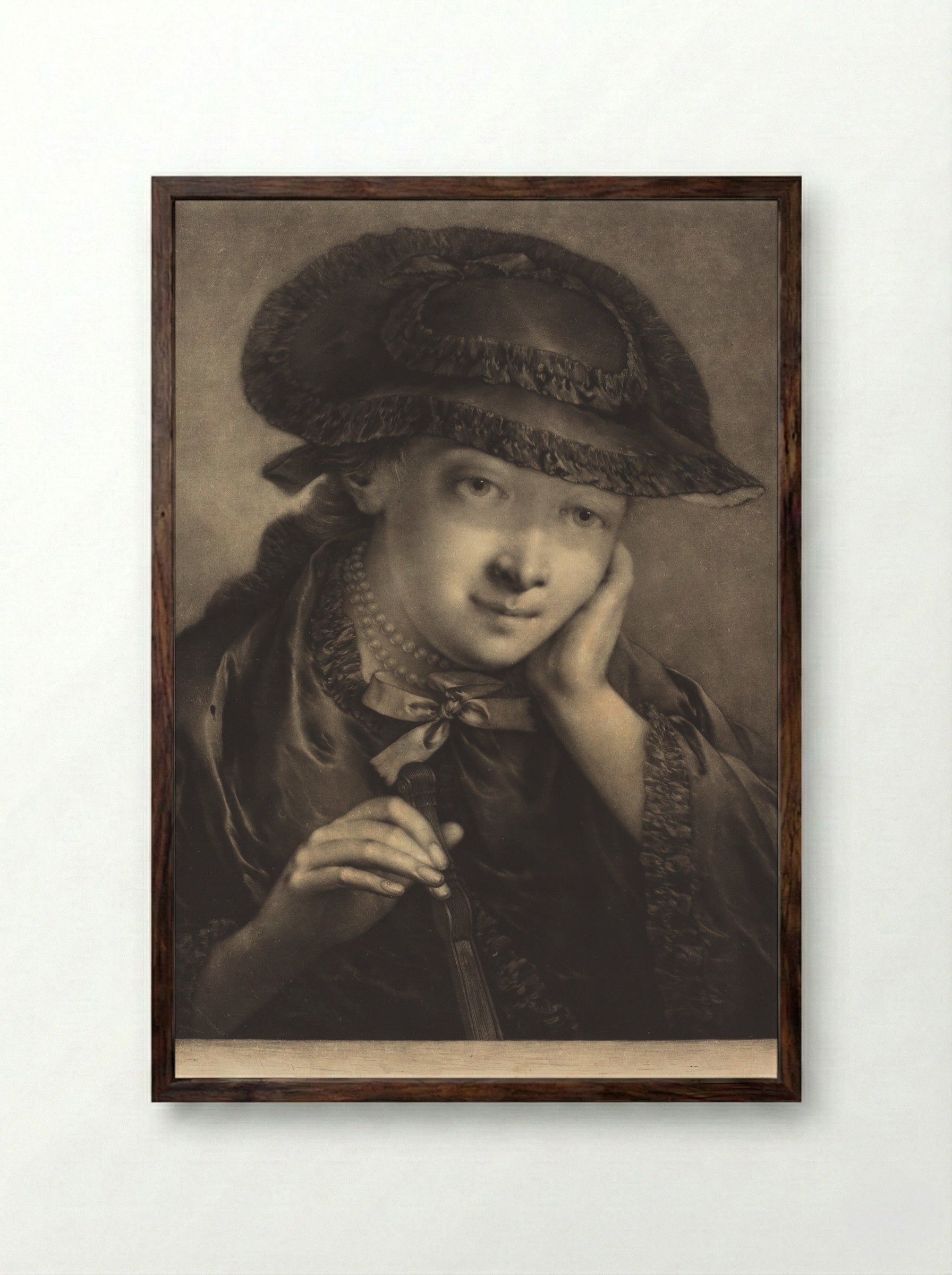 A Woman - Thomas Frye - Framed Print Dark Wood