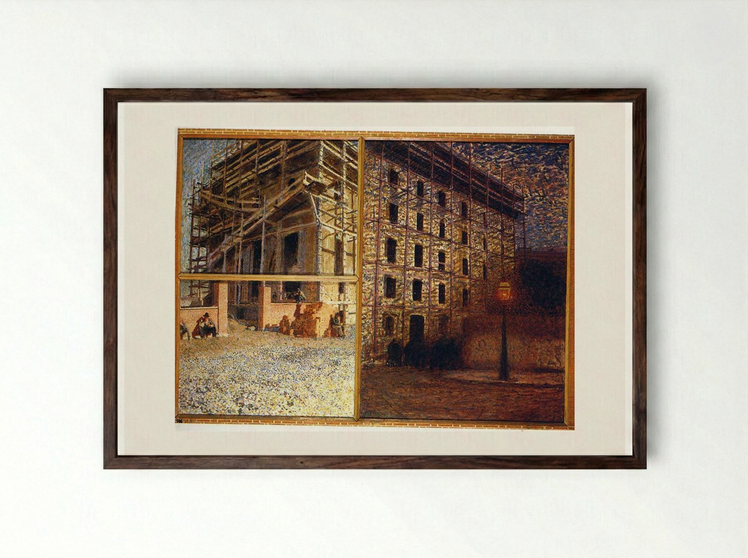 A Worker's Day - Giacomo Balla - Framed Print Dark Wood