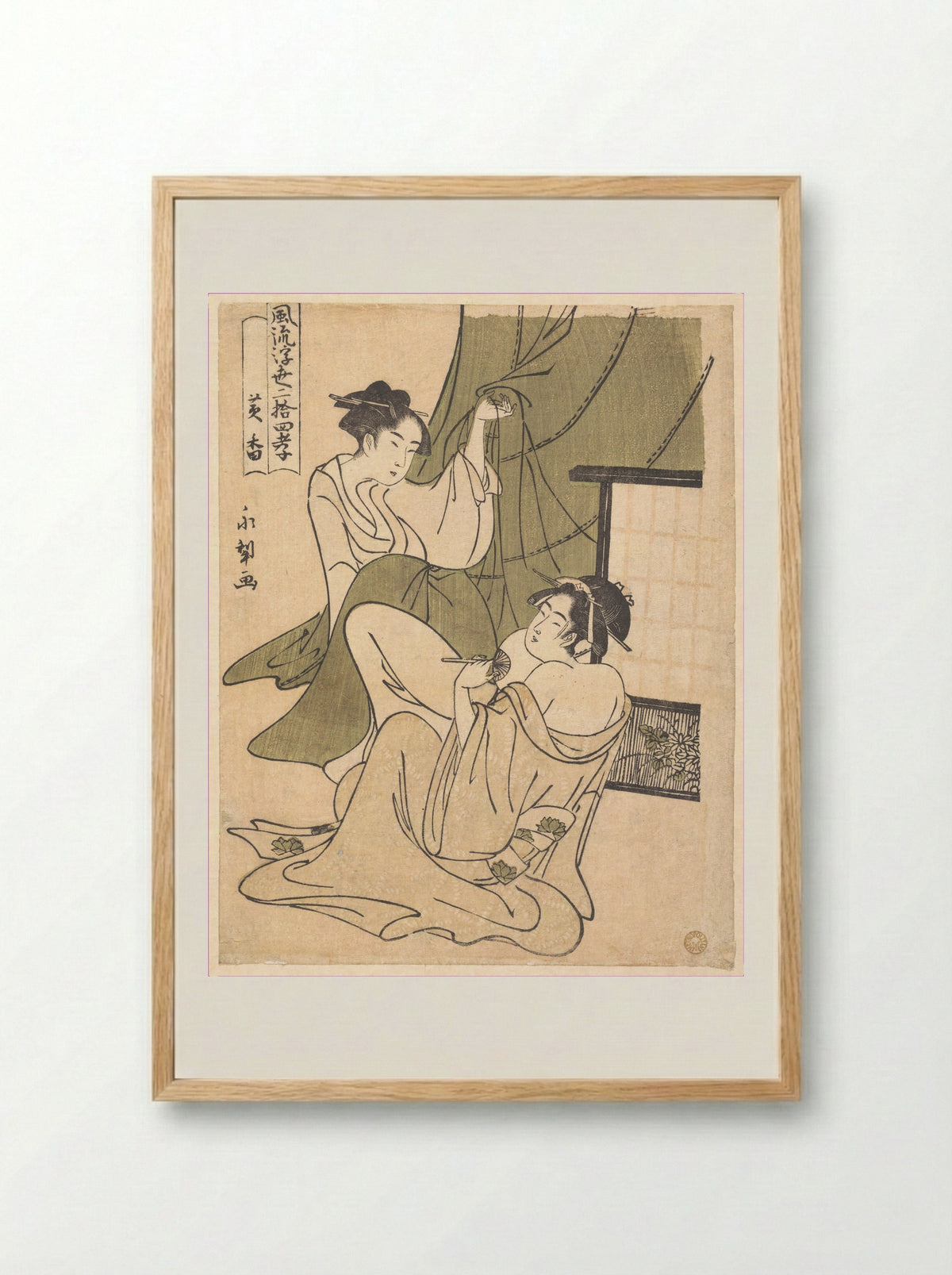 A Yoshiwara Analogue of the Story of Koko - Chōkyōsai Eiri - Framed Print Wood