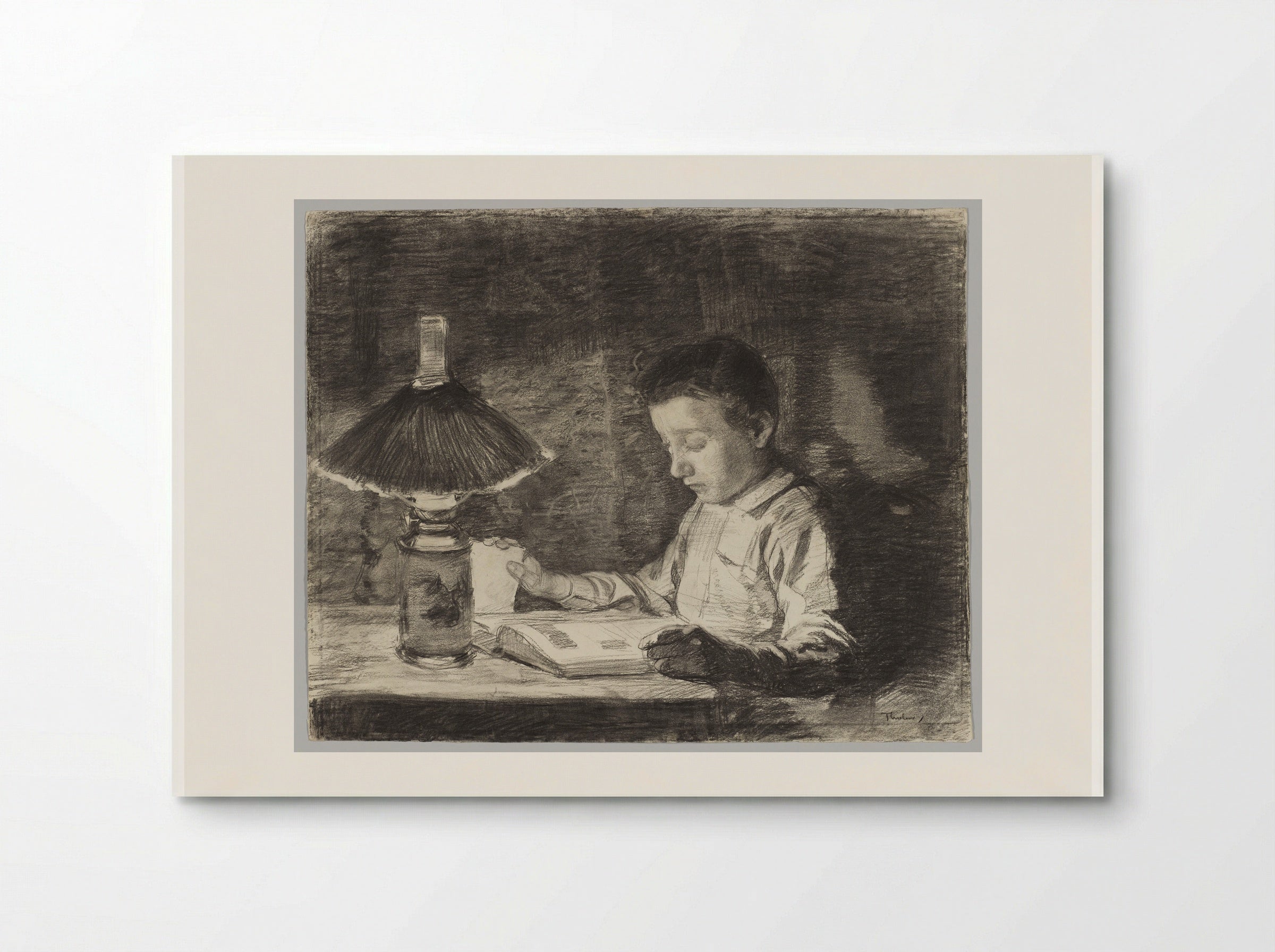 A Young Boy Reading at Night - Willem Bastiaan Tholen - Poster