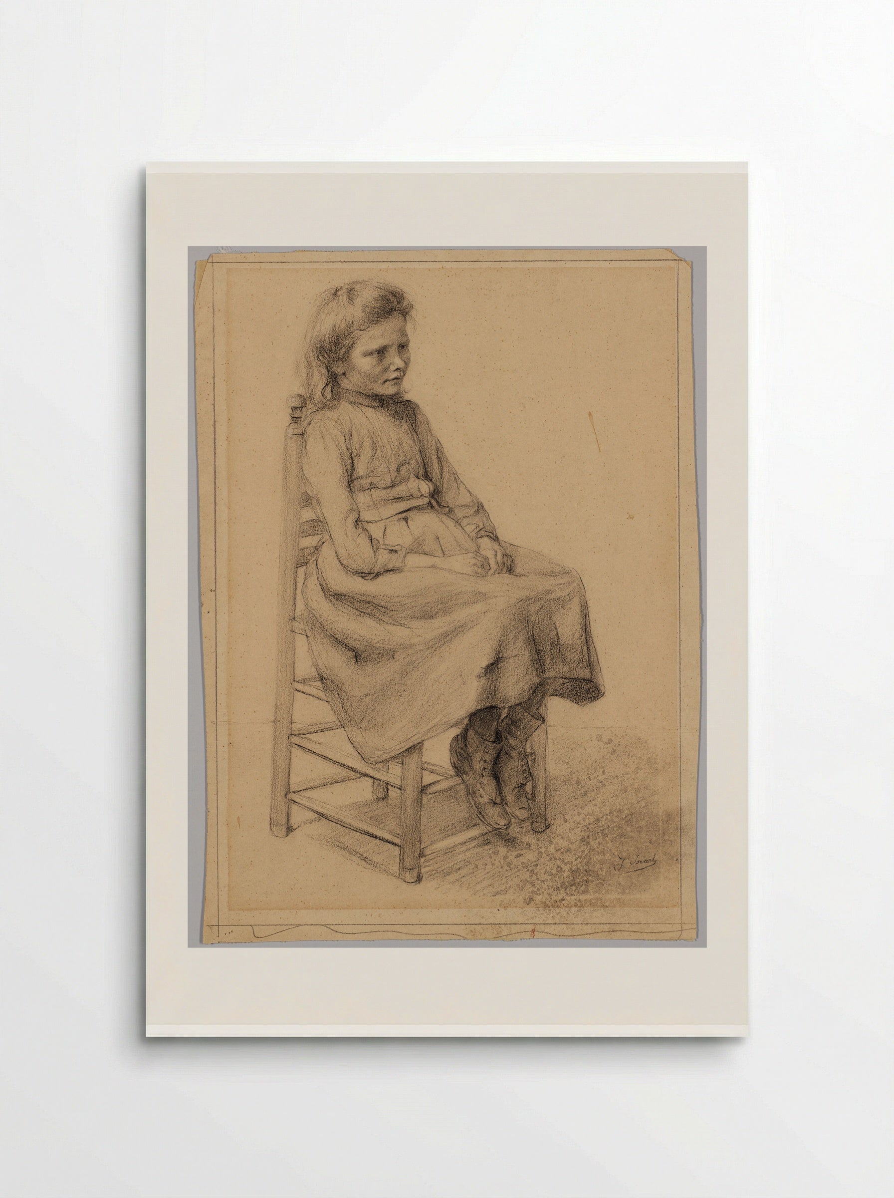 A Young Girl Sitting on a Chair - Jozef Israëls - Poster