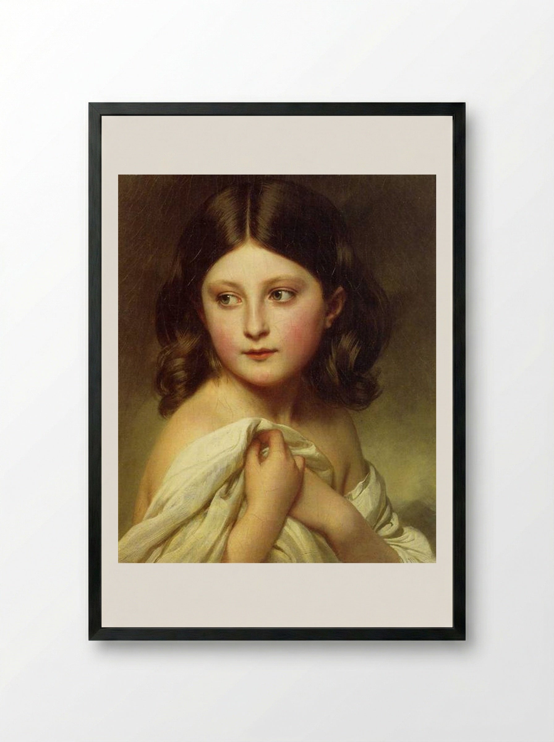 A Young Girl called Princess Charlotte - Franz Xaver Winterhalter - Framed Print Black
