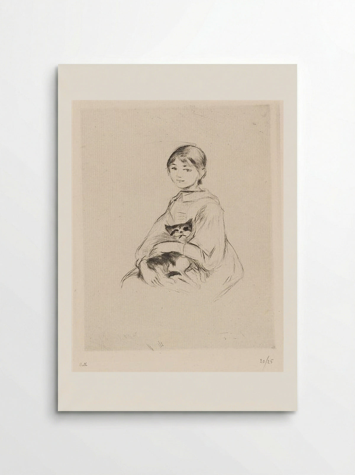 A Young Girl with Cat - Berthe Morisot - Poster