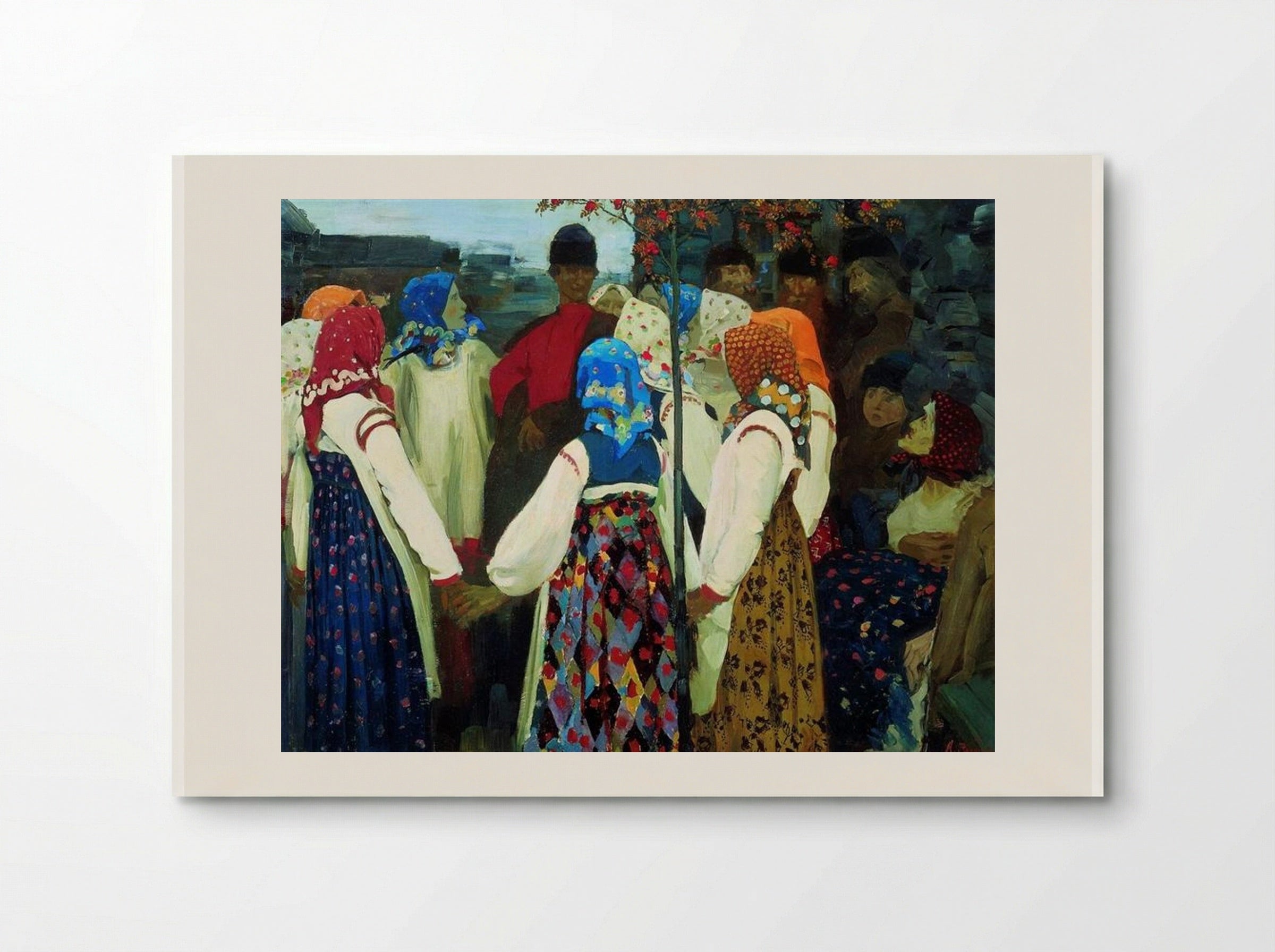 A Young Man Breaking into the Girls Dance, and the Old Women are in Panic - Andrei Ryabushkin - Poster