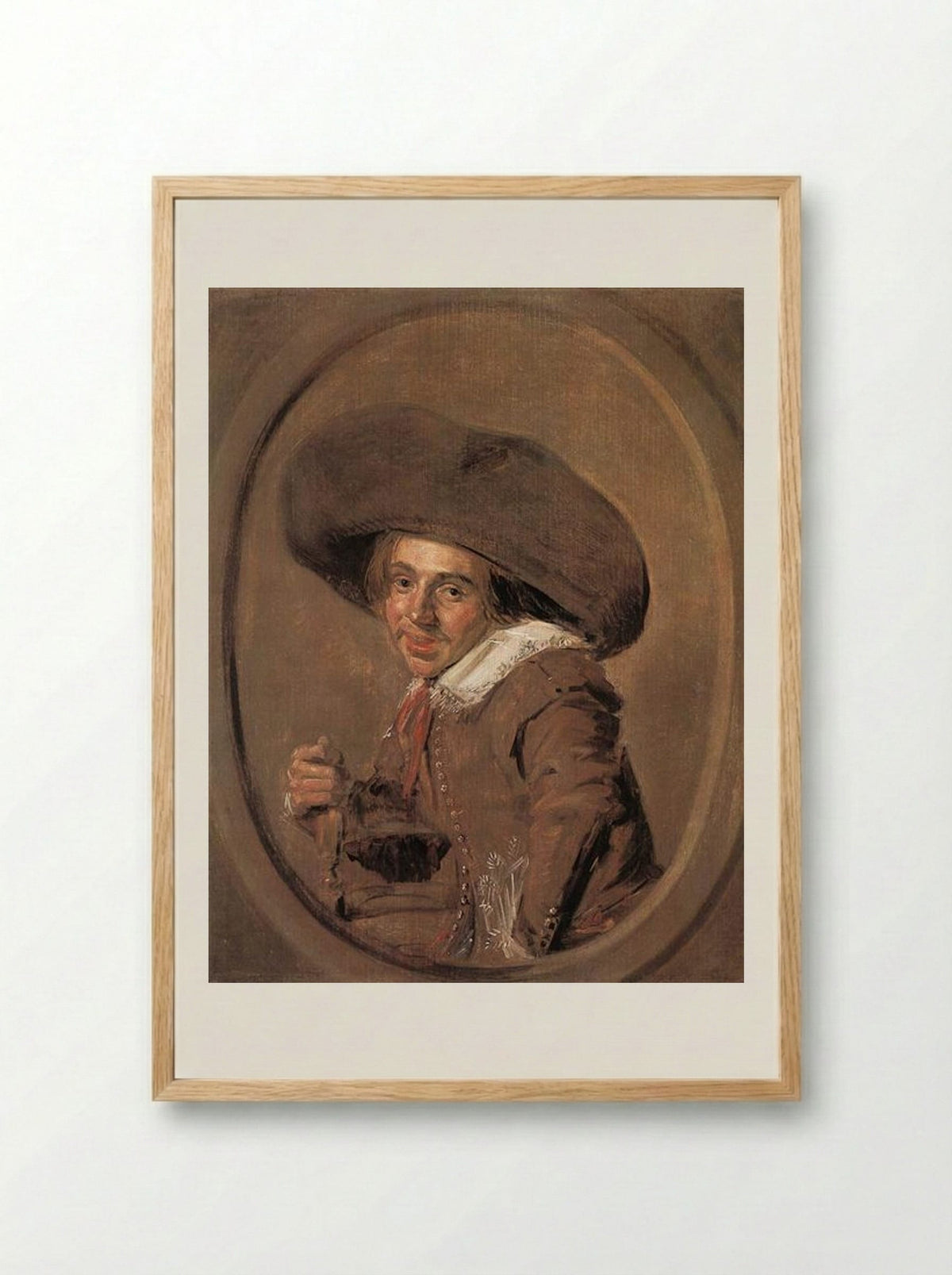 A Young Man in a Large Hat - Frans Hals - Framed Print Wood