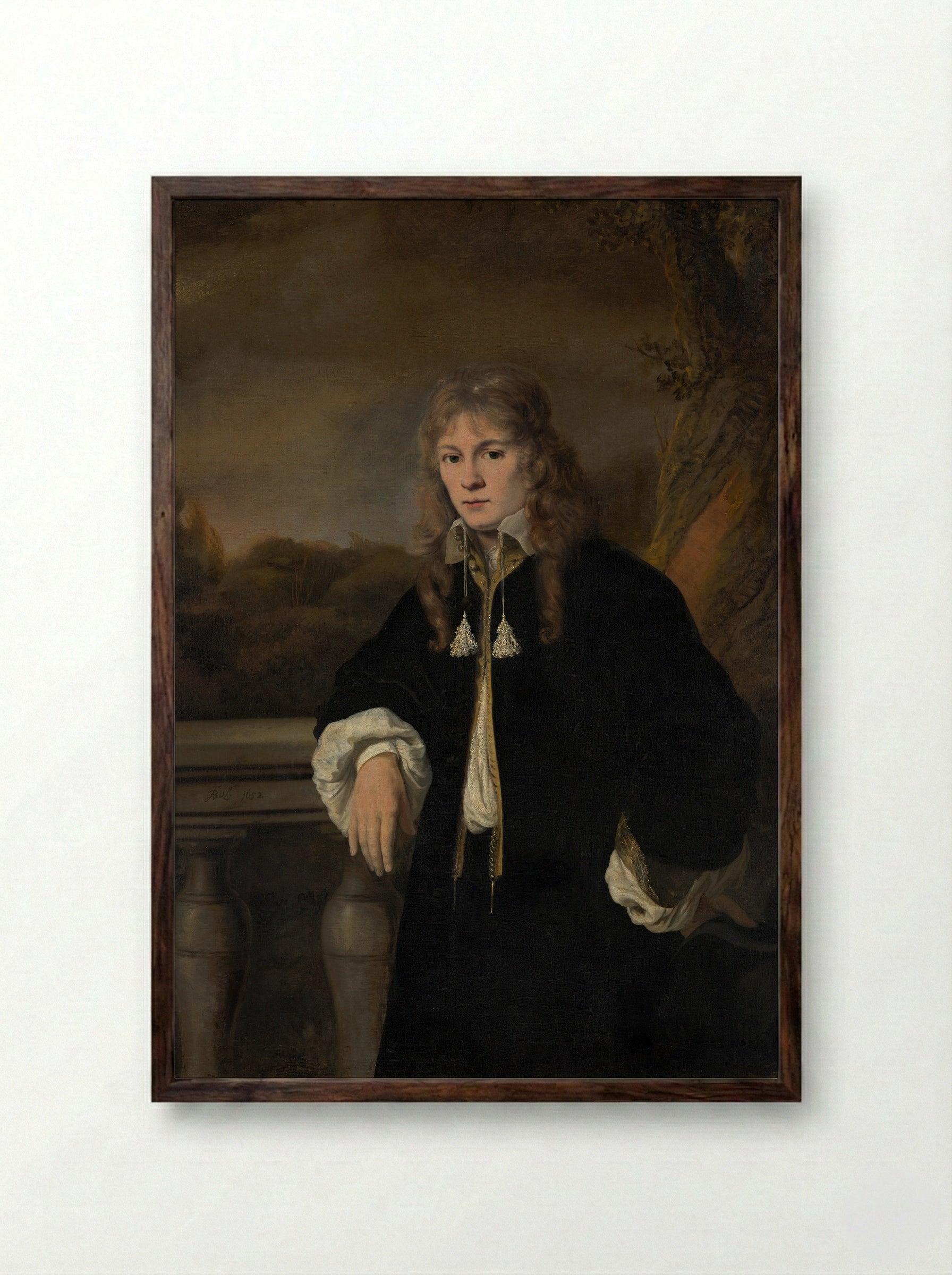 A Young Man - Ferdinand Bol - Framed Print Dark Wood