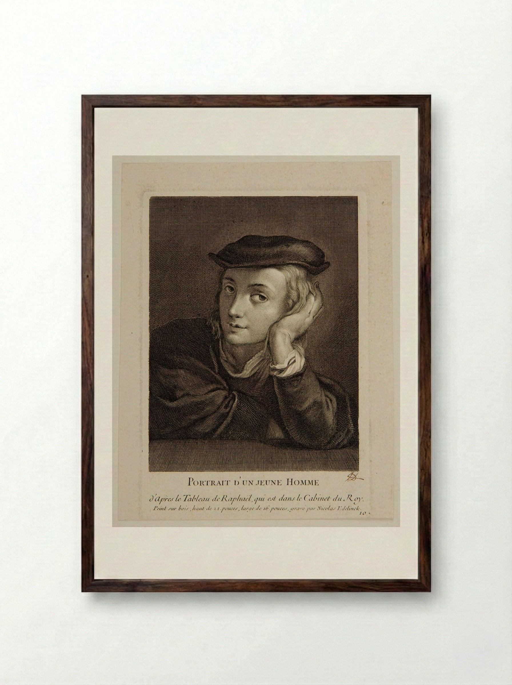 A Young Man - Nicolas Edelinck - Framed Print Dark Wood