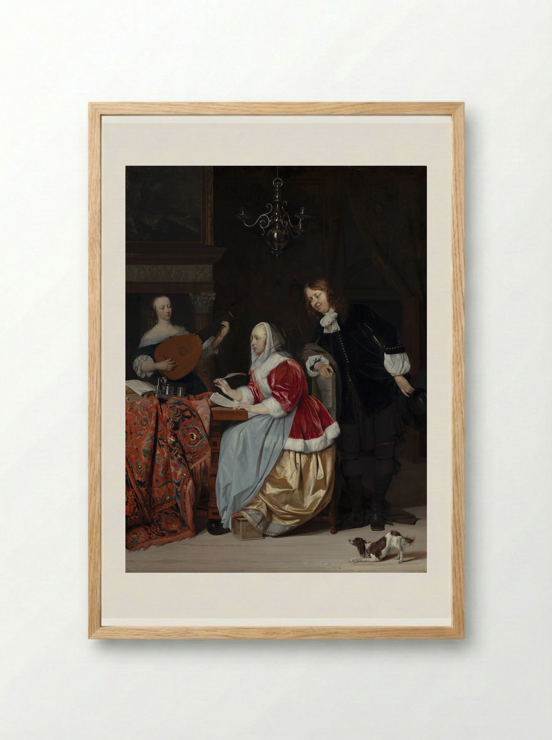 A Young Woman Composing Music - Gabriel Metsu - Framed Print Wood