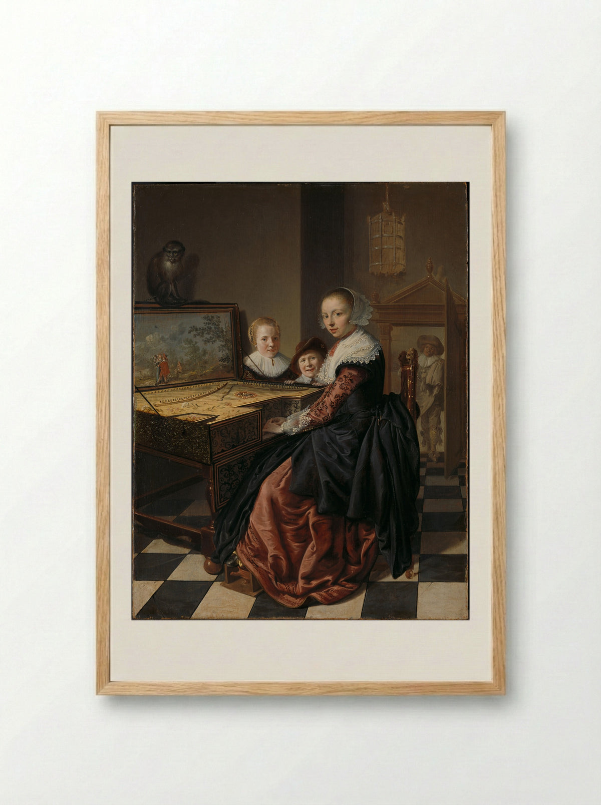 A Young Woman Playing the Virginal - Jan Miense Molenaer - Framed Print Wood