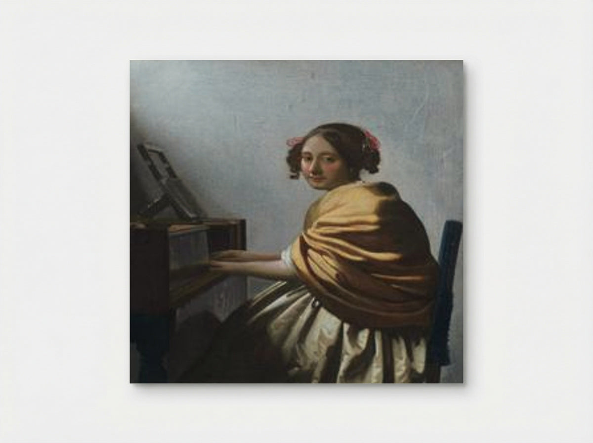 A Young Woman Seated at the Virginal - Johannes Vermeer - Poster