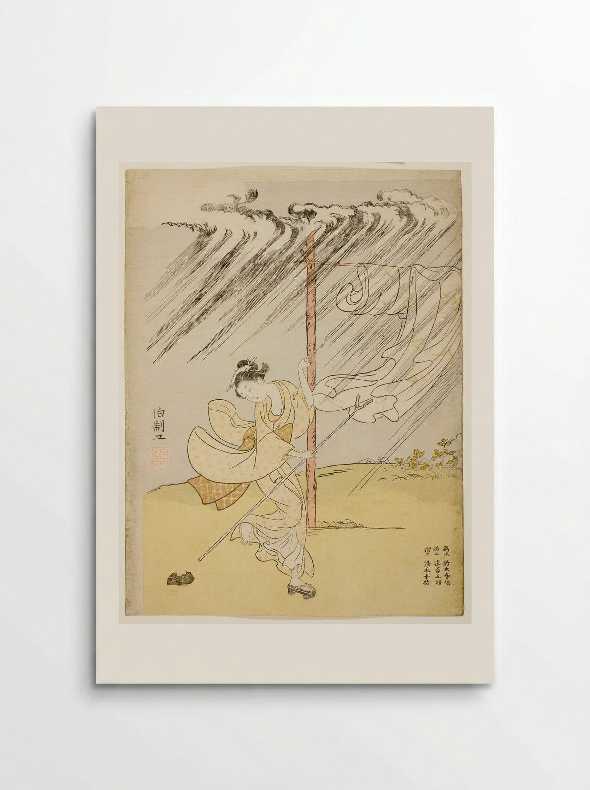 A Young Woman in a Summer Shower - Suzuki Harunobu - Poster
