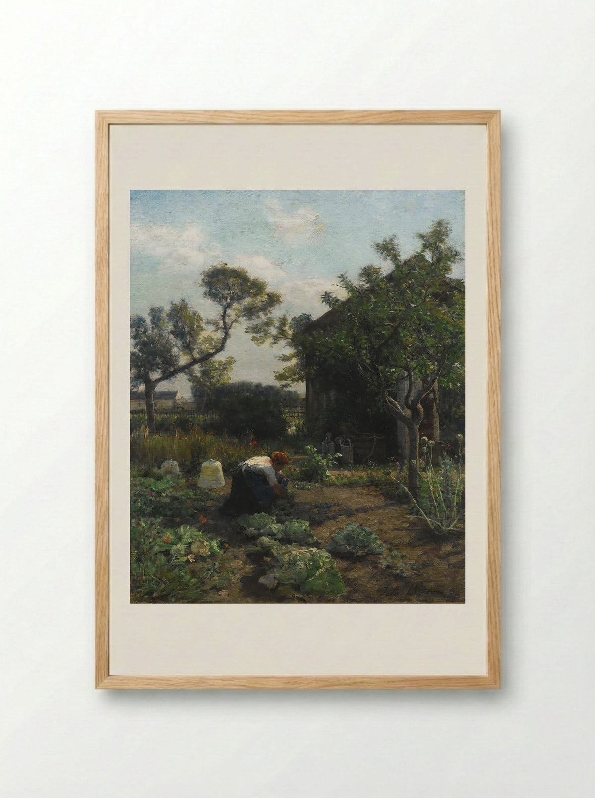 A Young Woman in the Artist's Garden, Courrières - Jules Breton - Framed Print Wood