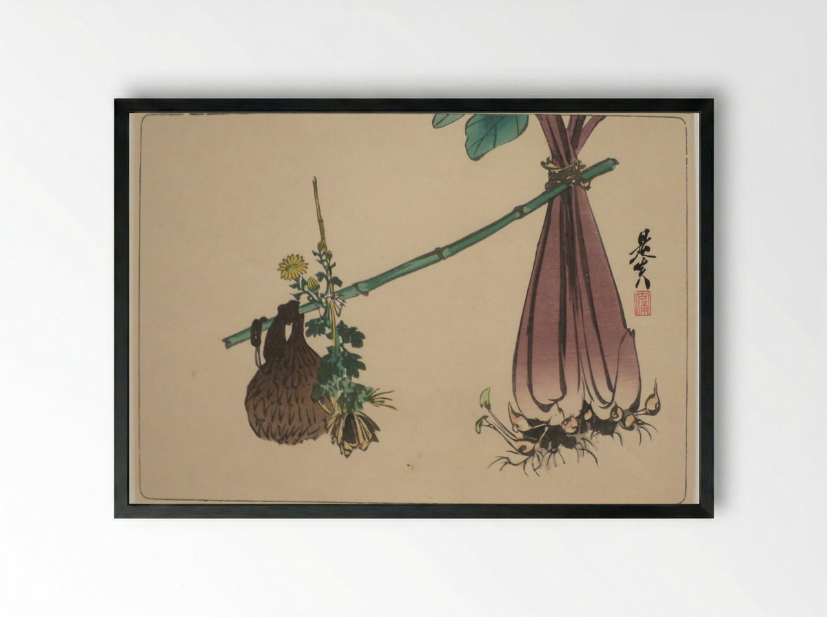 A bag - Shibata Zeshin - Framed Print Black