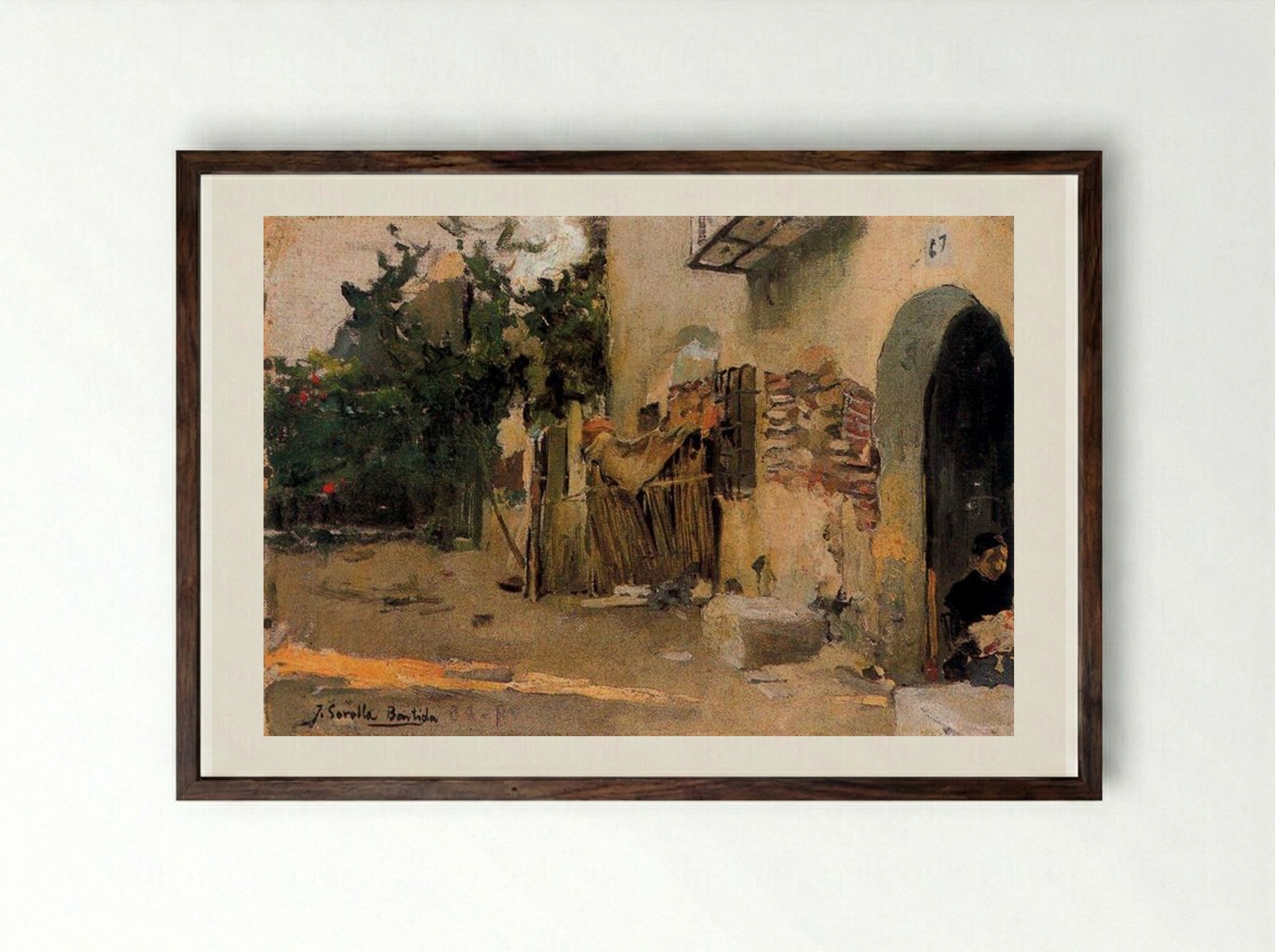 A farmhouse in Valencia - Joaquín Sorolla - Framed Print Dark Wood