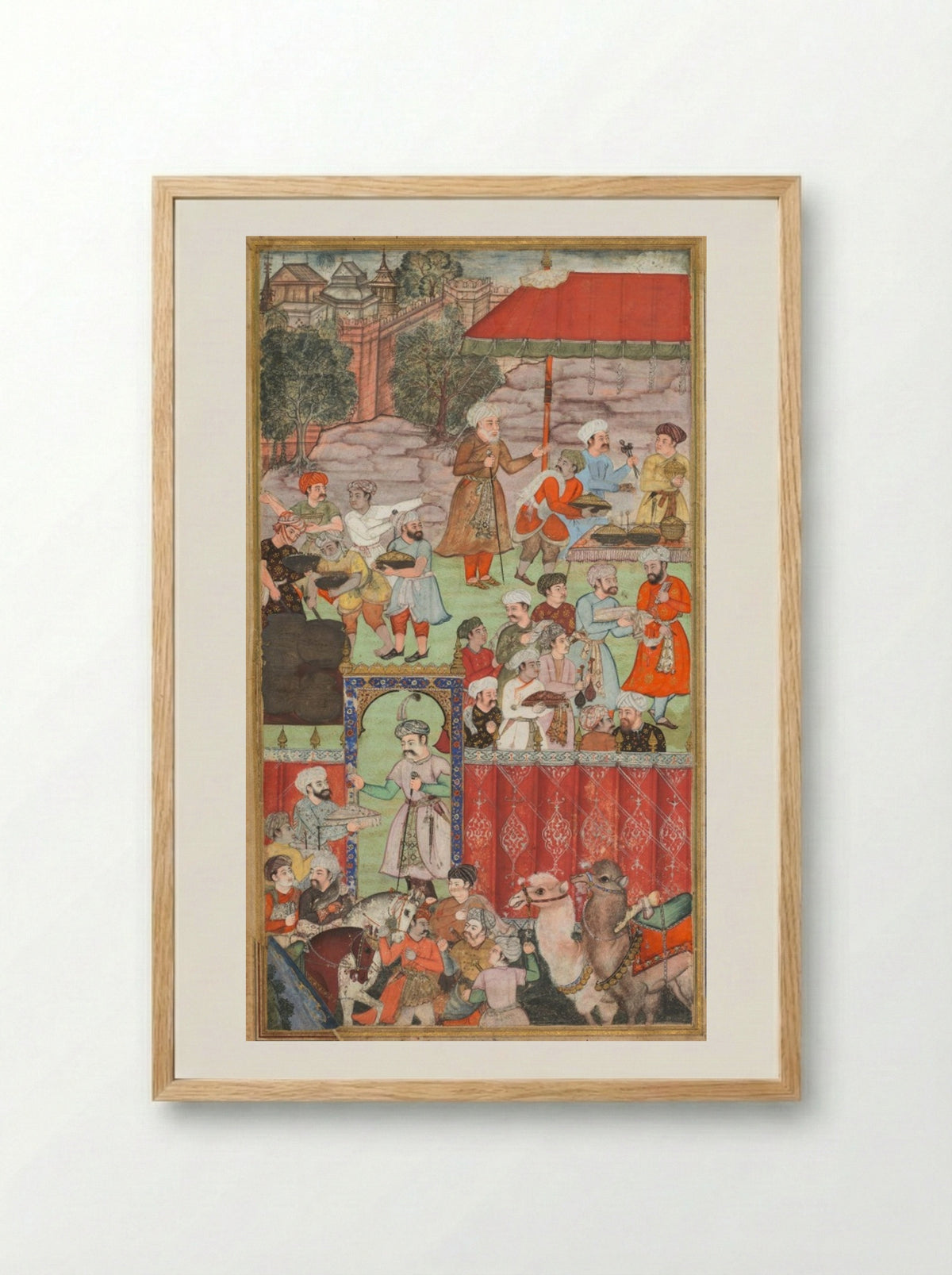A feast for Babur hosted by his half-brother Jahangir Mirza in Ghazni in May 1505 - Basavana - Framed Print Wood