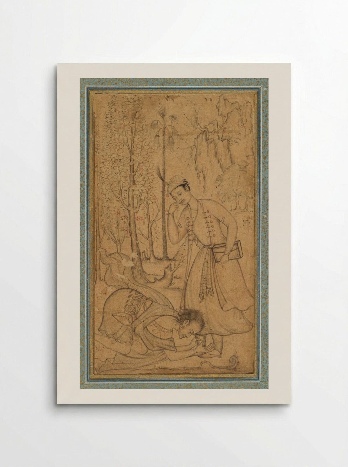 A holy man prostrating himself before a learned prince - Manohar - Poster